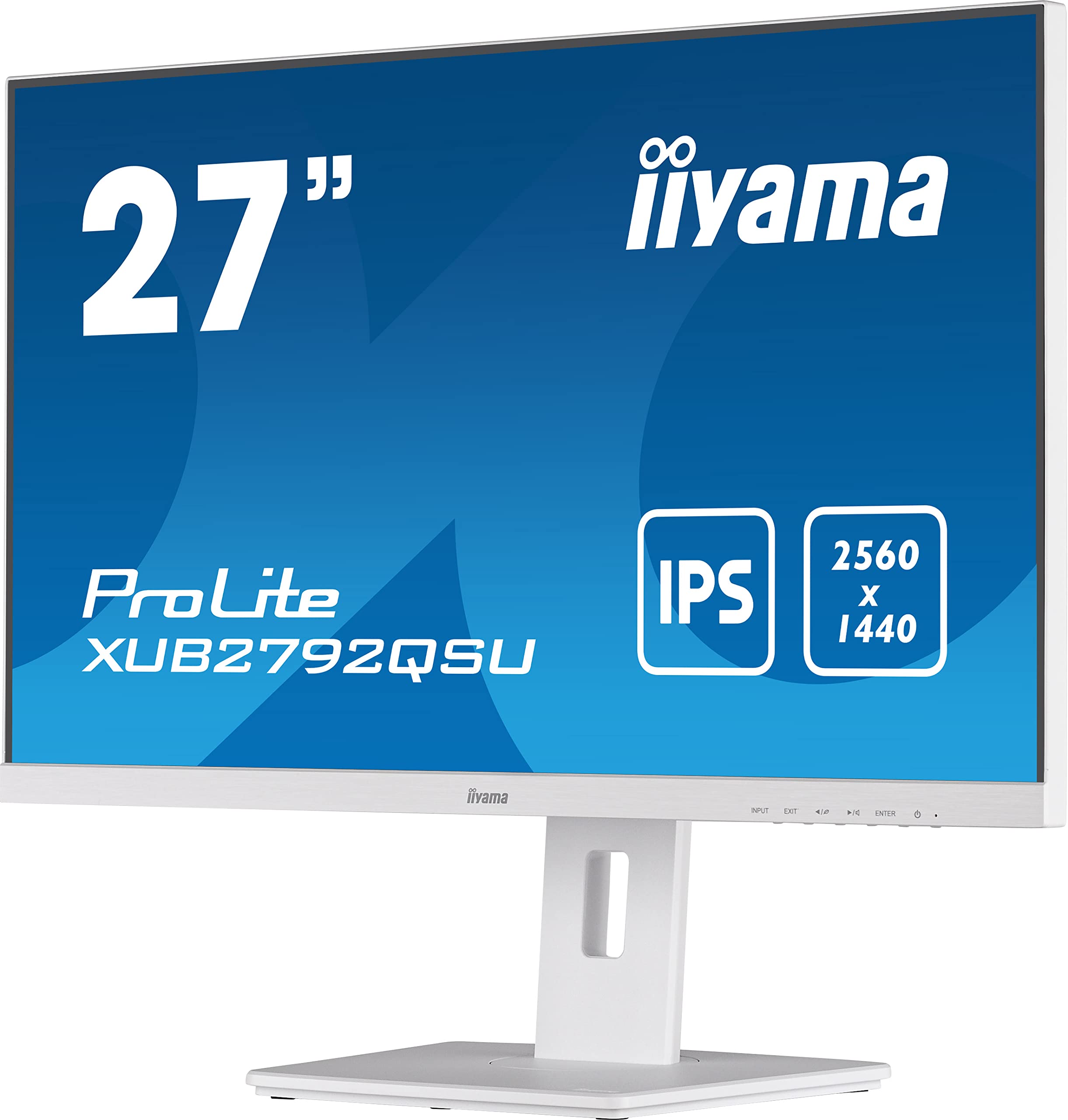 iiyama Prolite XUB2792QSU-W5 68,5cm 27" IPS LED-Monitor WQHD DVI HDMI DP USB3.0 Ultra-Slim-Line FreeSync Höhenverstellung Pivot weiß
