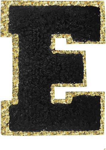 Miniatura 315 de Parches de letras termo-adhesivas de felpilla para chaquetas, parches de letras universitarias con brillantina para planchar en la letra azul A