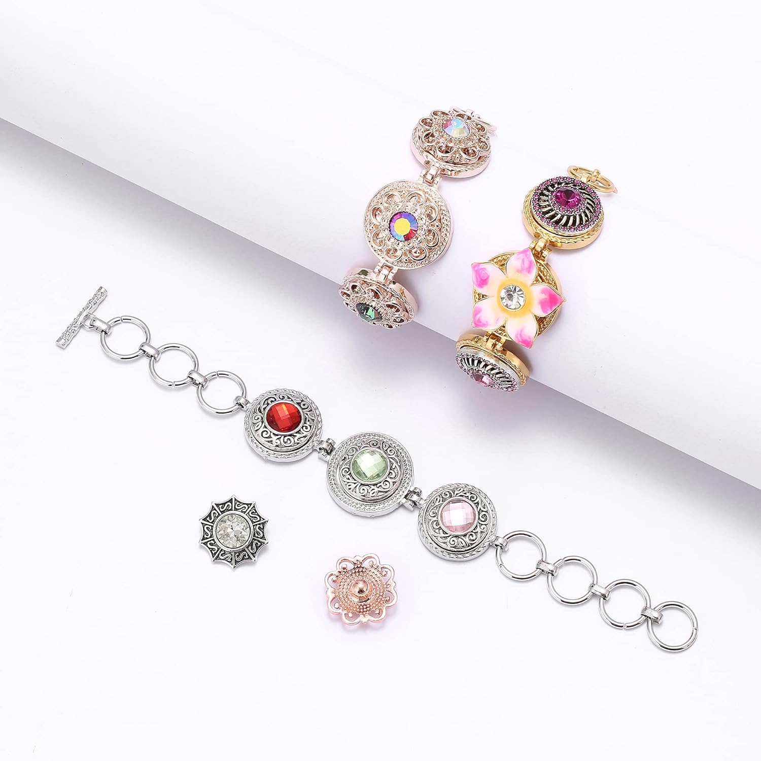 10PCs Mixed Style Rhinestones Snaps Jewelry Charms Buttons 18/20mm for Interchangeable Snaps Jewelry Making Women DIY Button Bracelets Necklaces Rings Brooch Accessories(Sky Blue) - Image 9