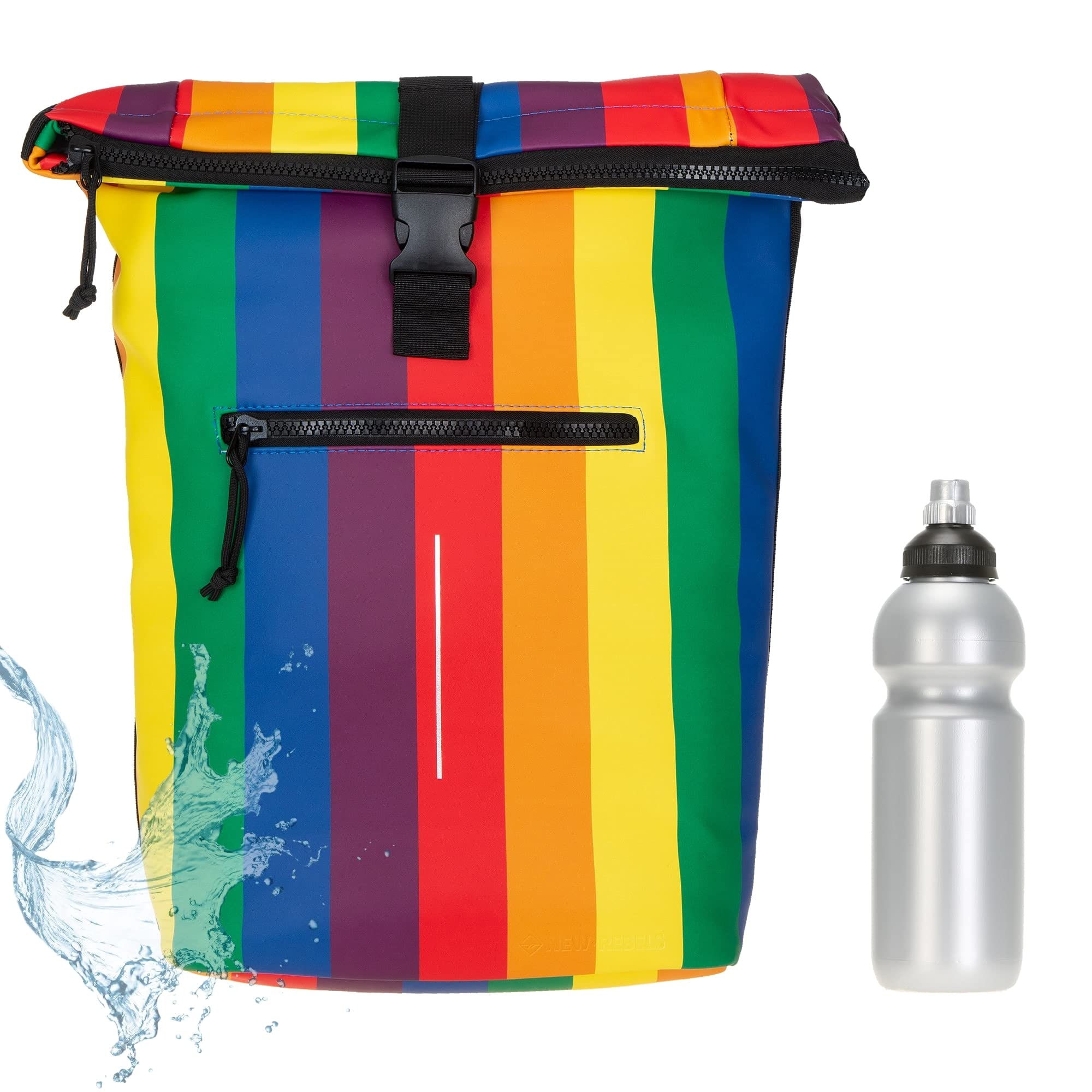 New Rebels Mart Time Bag Kurierrucksack Plane 51.1309 88 Rainbow +f | Fahrradrucksack Rucksack wasserabweisend Laptopfach Sport Freizeit Fitness Reise Wertfach Roll-Top + Trinkflasche