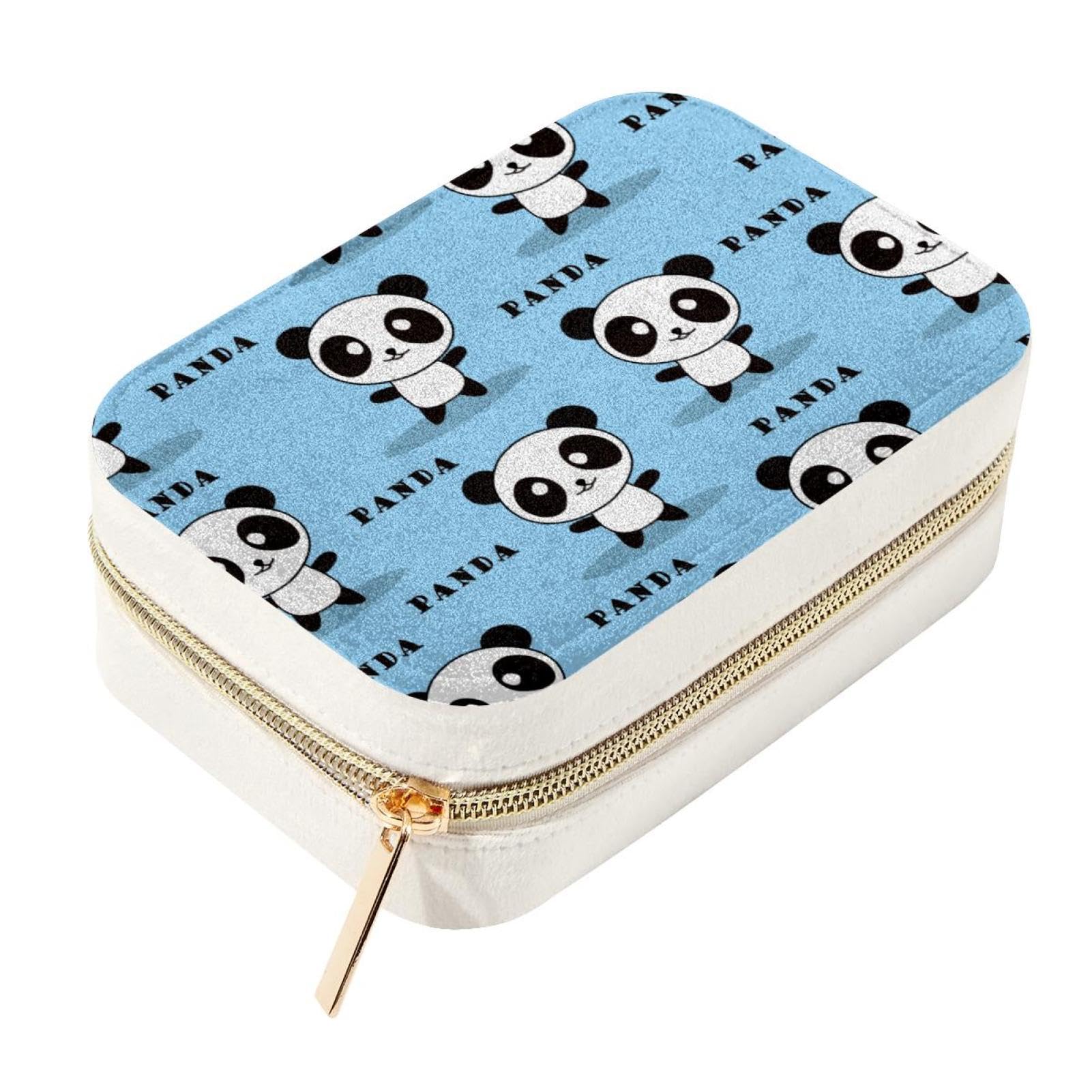 Boîte à bijoux de voyage panda bleu velours organiseur portable