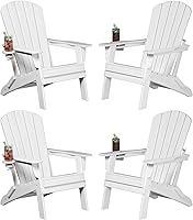 Vista 45 de Plawdlik - Silla plegable Adirondack, probada según SGS, textura de madera con portavasos, resistente a todo tipo de clima, cómoda para junto a