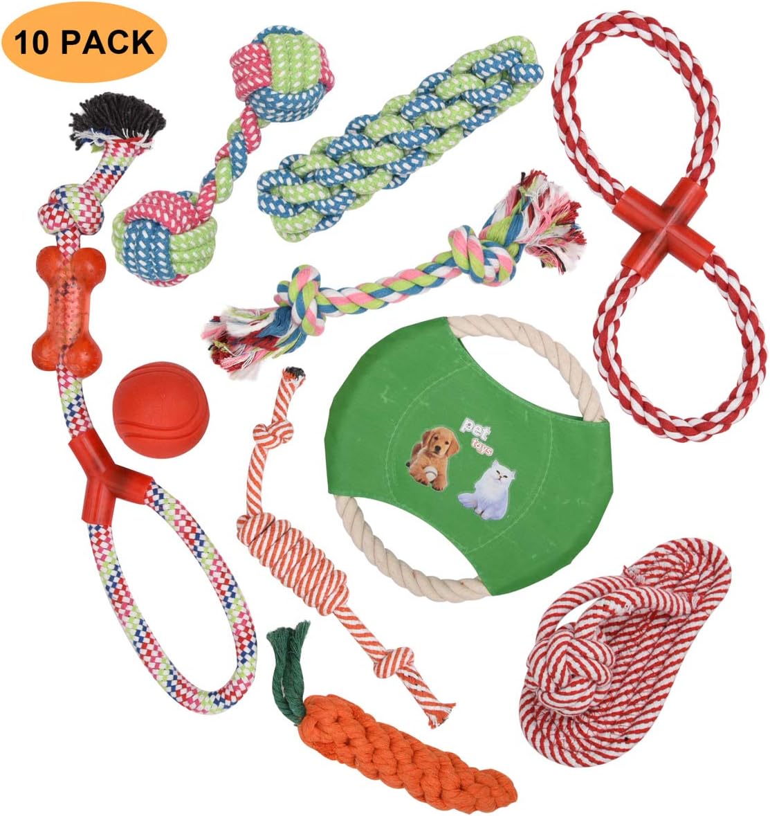 10 Pack Dog Rope Toys，Dog Rope Toys for Aggressive Chewers，Puppy RopeToys for Playtime and Teeth Cleaning, Sturdy Rope Toys for Medium…