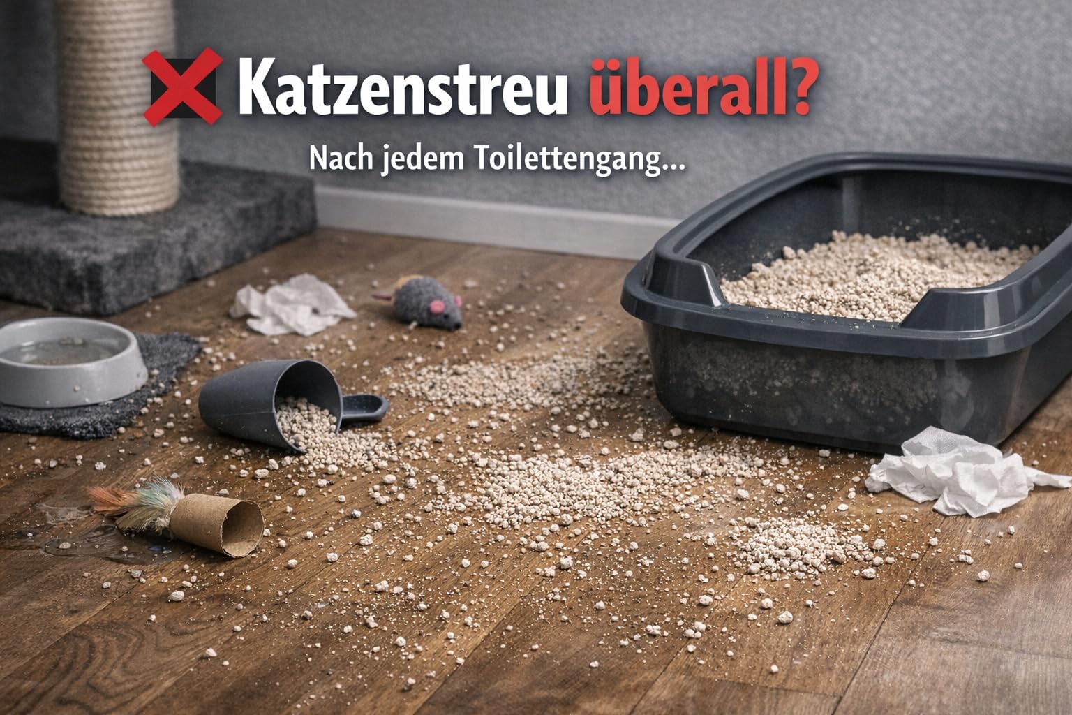 Katzenklo Matte XL (50x75 cm, Schwarz) - abwaschbar wasserdicht einfache Reinigung dank doppeltem Klettverschluss Katzenstreu Matte Katzenhygiene Katzentoilette Katzen WC