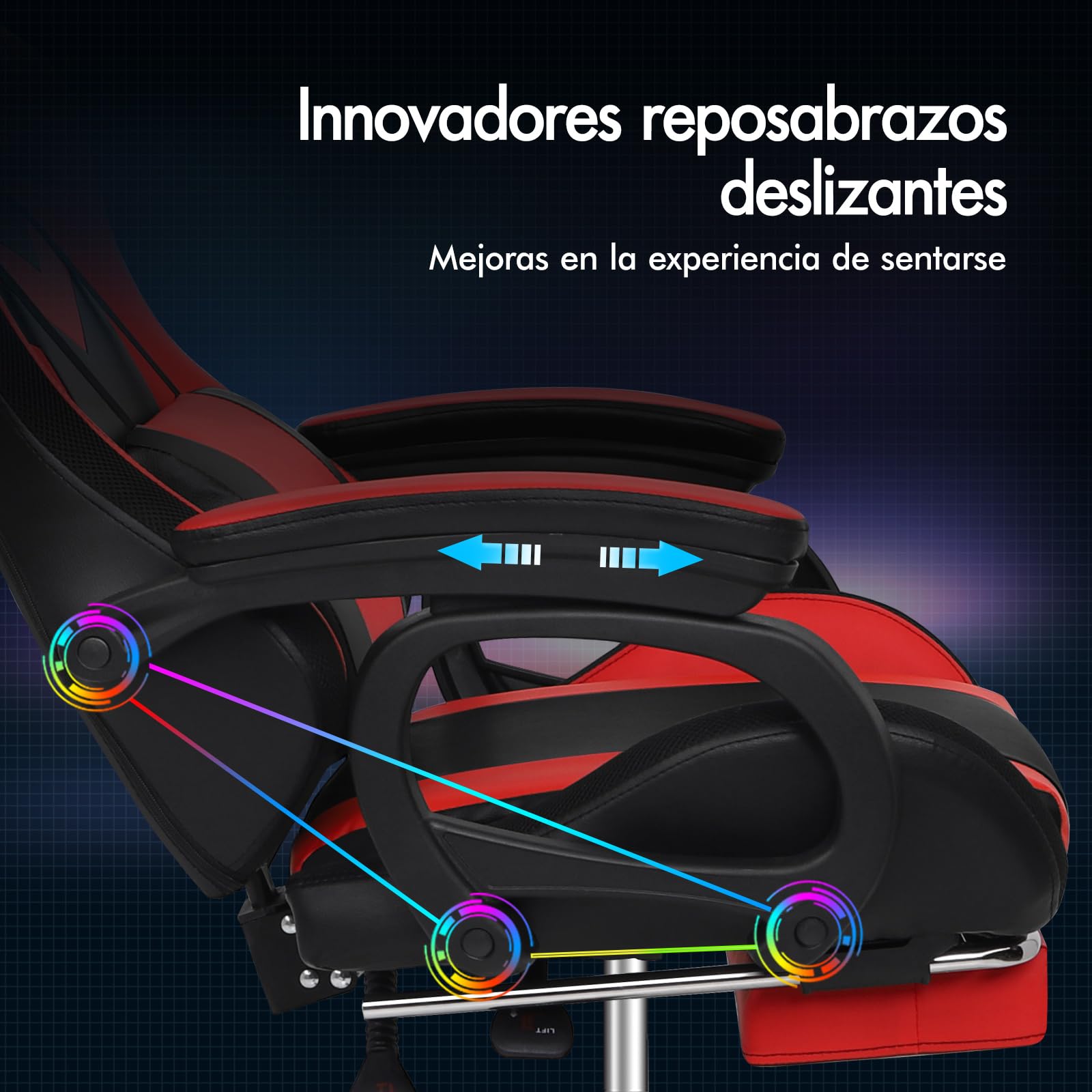 ALFORDSON Silla Gaming con Masaje y LED, Silla Gamer Ergonómica con Cojín Lumbar y Cervical, Reposapiés Telescópico, Iluminación para Ordenador, Videojuego, Juegos, Oficina, Cuero PU(Roja)