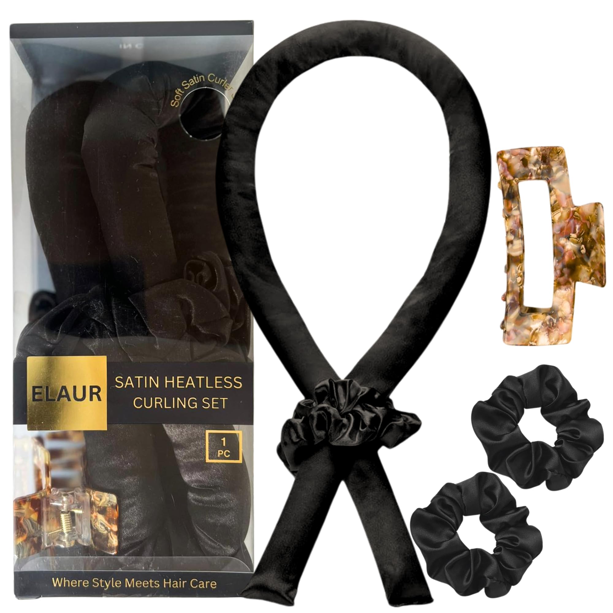 Satin Heatless Curling Set-Hair Rollers for Heatless Curls | Overnight Heatless Hair Curlers to Sleep in | Curling Rod Headband for Short & Long Hair | Hair Wrap Curler (Metallic)