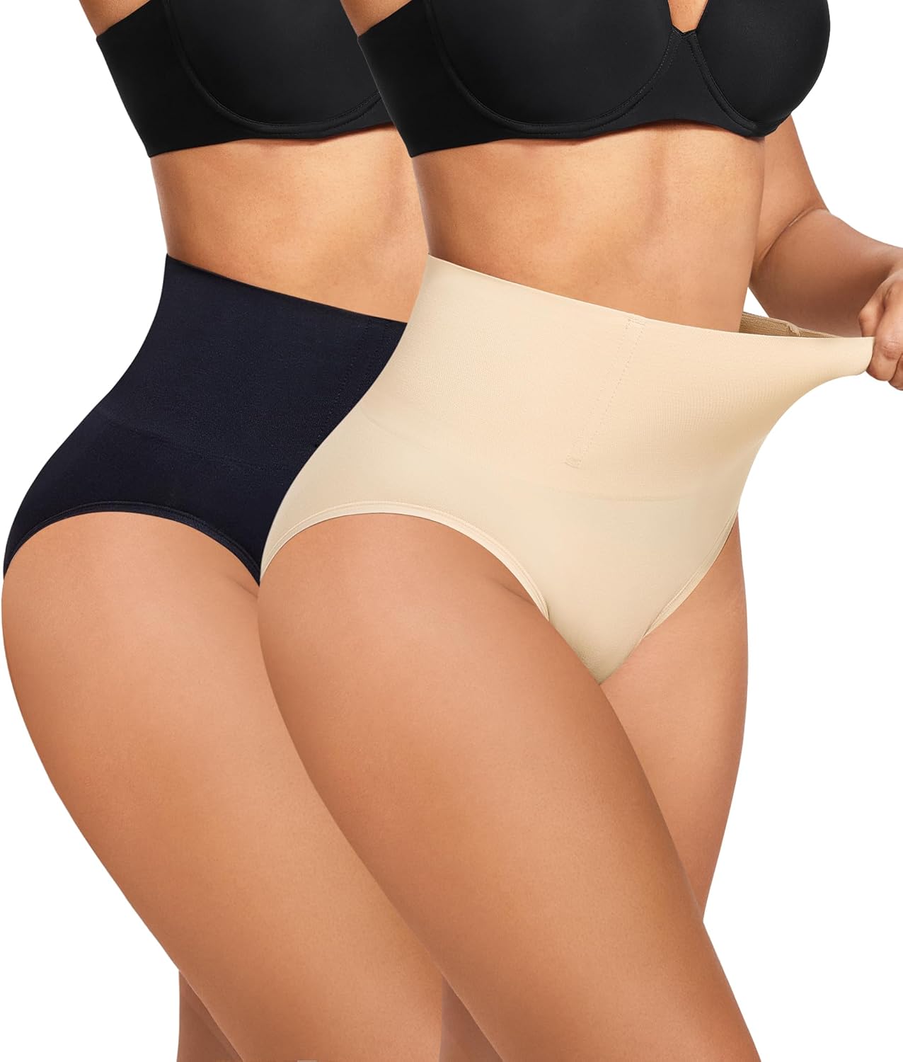 Eleady Tummy Control Underwear for Women 2 Piece Mid-Waist Butt Lifting Panties Breathable Seamless Underwear for Women