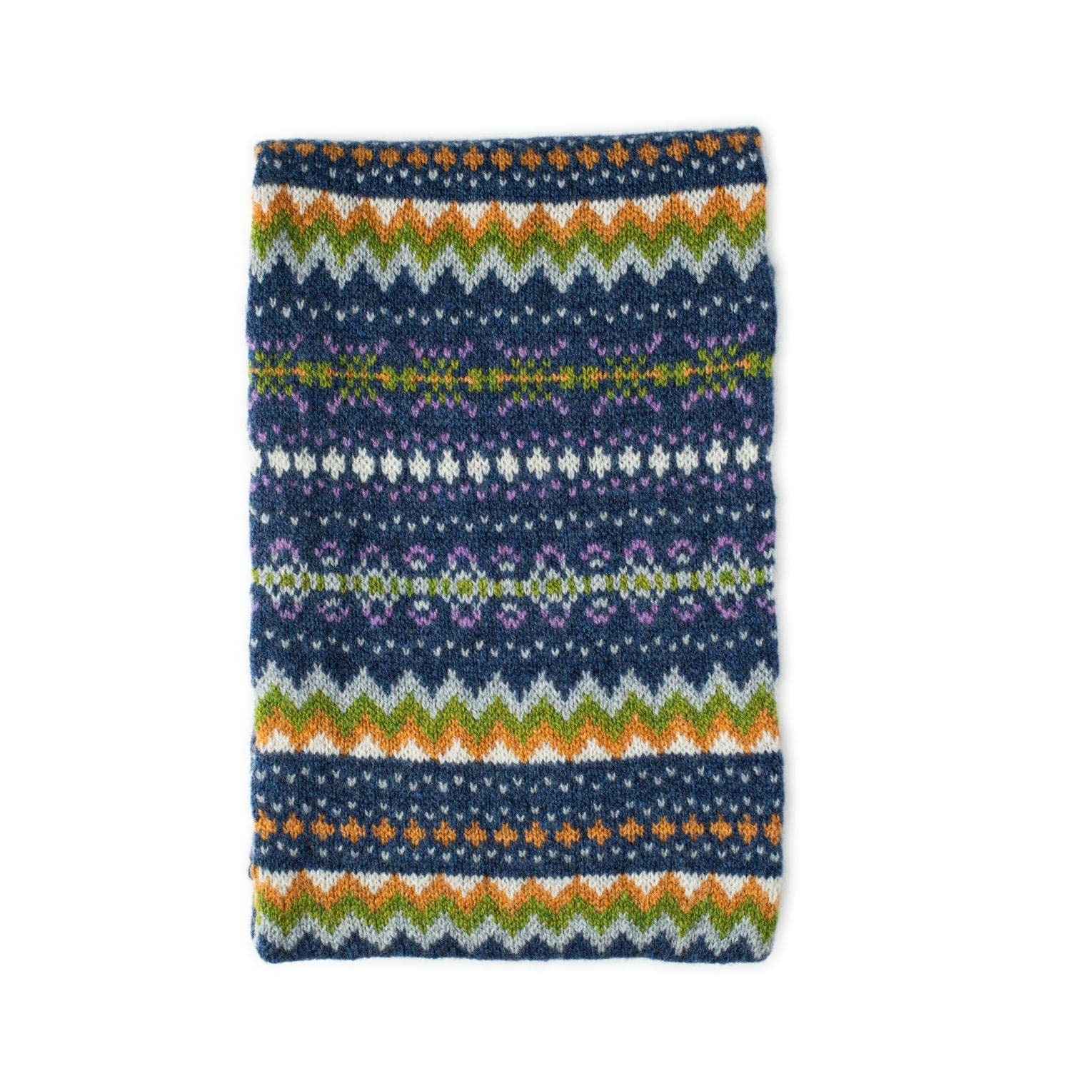 The Cashmere Choice Lomond Lambswool - Fairisle Patterned Christmas Scarves - Hope (Blue)