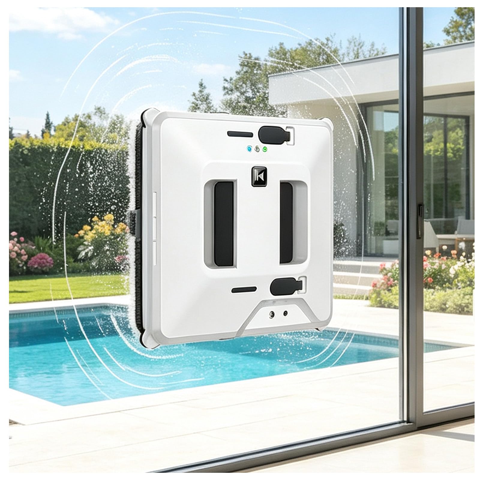 MIAOXIAOLONG Window Cleaning Robot, Compact Dual-Spray Window Cleaner, 3000Pa Suction, Multi-Safety Protection, Intelligent Path Planning, 3 Cleaning Modes,for Window Glass Tiles & Marble, White