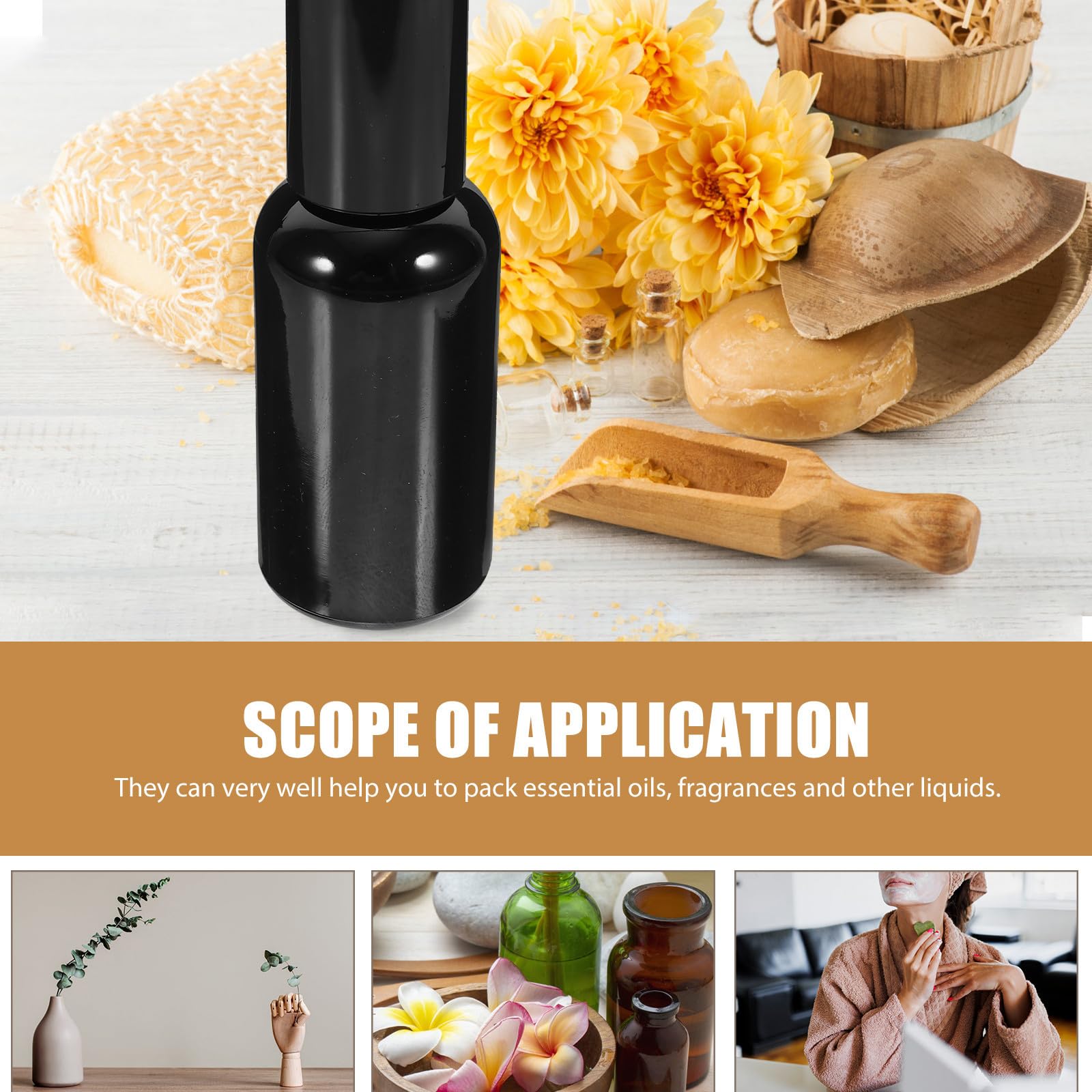 12 Piezas Botella Atomizador de Aceite Esencial Frasco de Perfume de Vidrio 30ml Negro 12 Piezas, Control de Dosis, para Perfume y Aceites Esenciales, Viaje y Cosmética