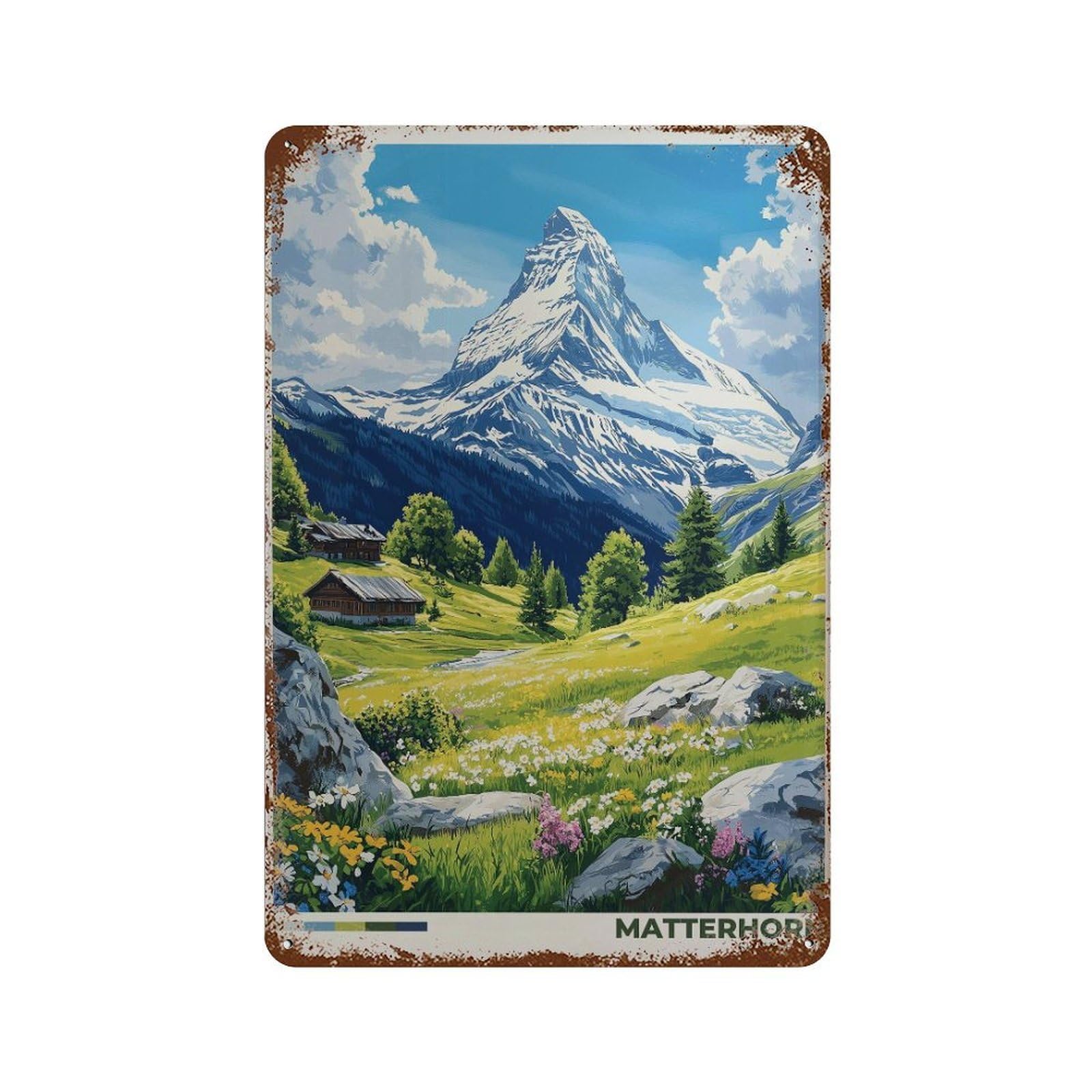 xiaoxiaoshen Matterhorn Travel Swiss Alps Wall Decor Art Metal Tin Poster Modern Home Decor Art Home Bar Shop Decorations Vintage Sign 30x20cm