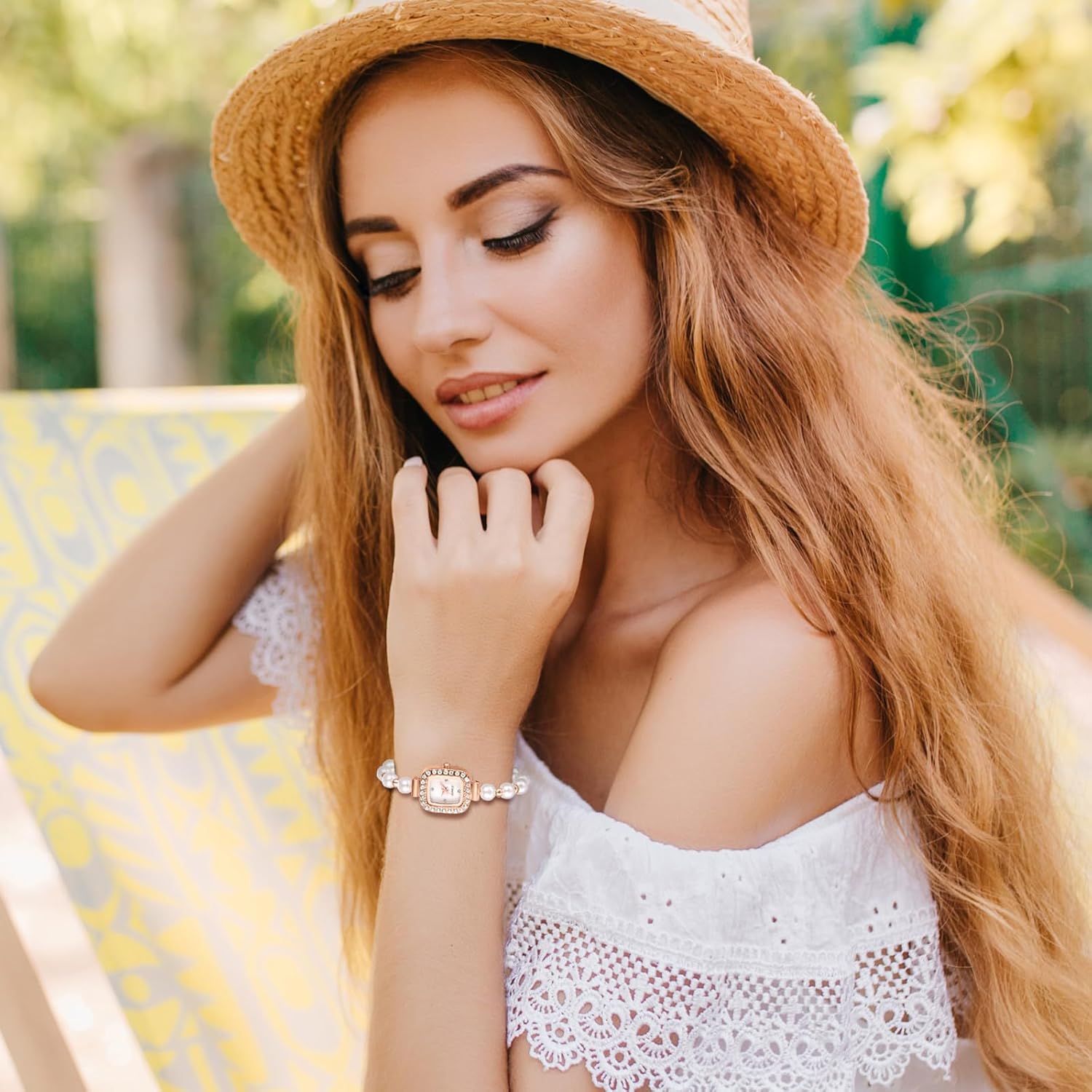 Avaner Women's Bracelet Wrist Watches: Pearls Slim Strap Rosegold Analog Quartz Elegant Dress Watches - Image 5