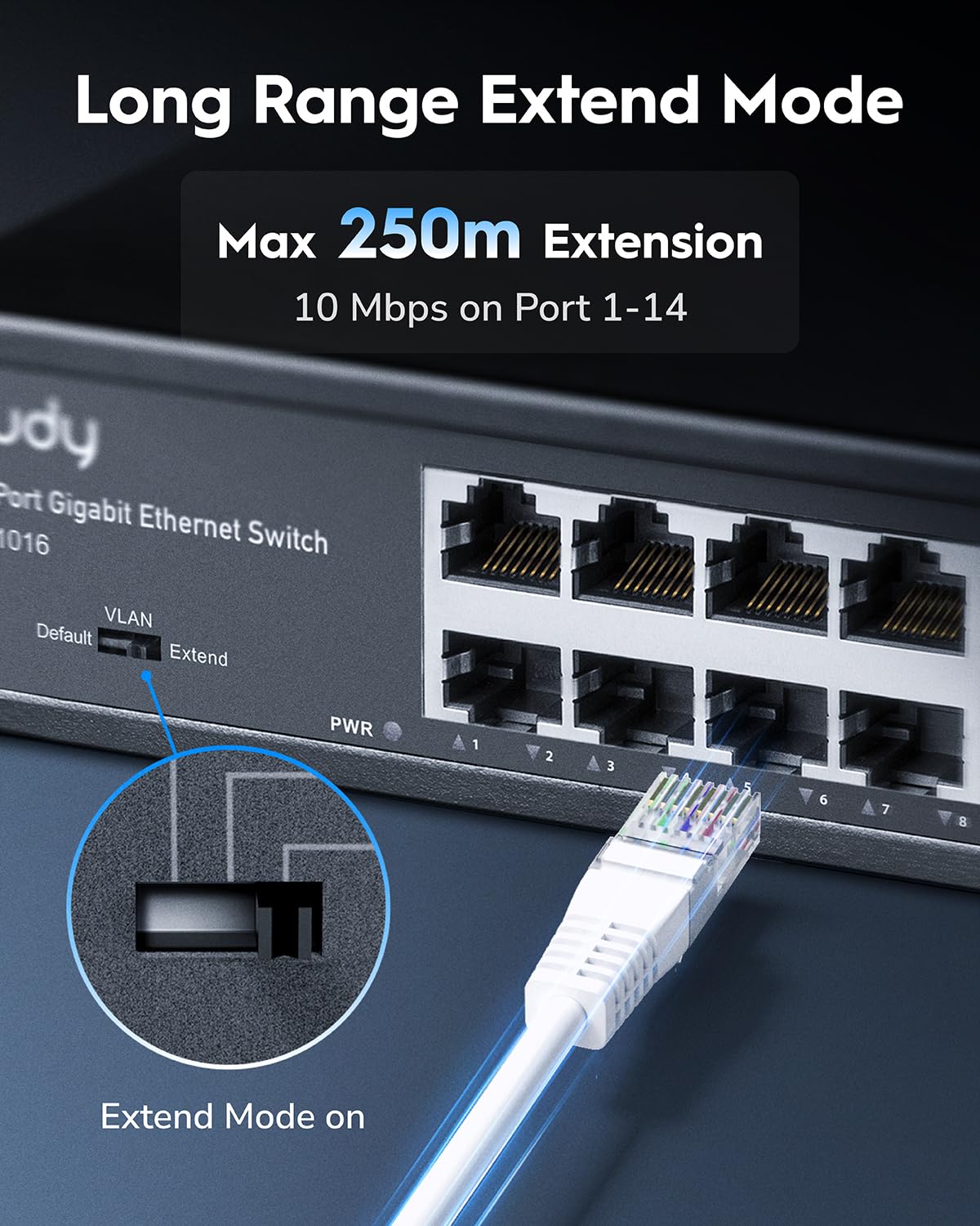 Cudy GS1016 - Unmanaged Switch Gigabit en Bastidor para Empresas (16 Puertos, detección automática, 1000 Mbps, optimización del Rendimiento, Plug and Play), Negro