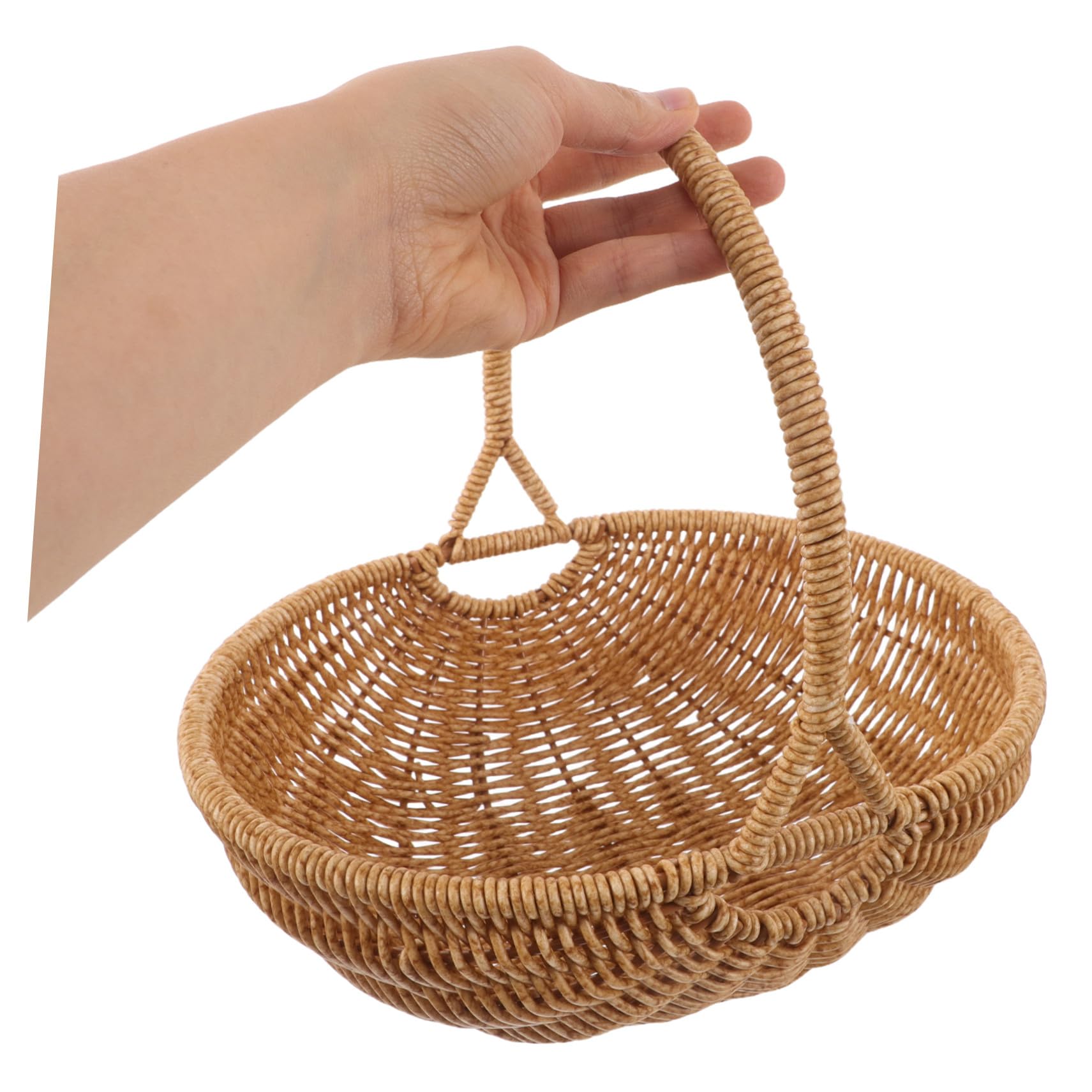 BESPORTBLE Cesta Tejida Mano de Imitación Rattan con Asa Cesta de Cosecha Ligera y Duradera para Picnic Recolección de Flores y Frutas Estilo Vintage Marrón