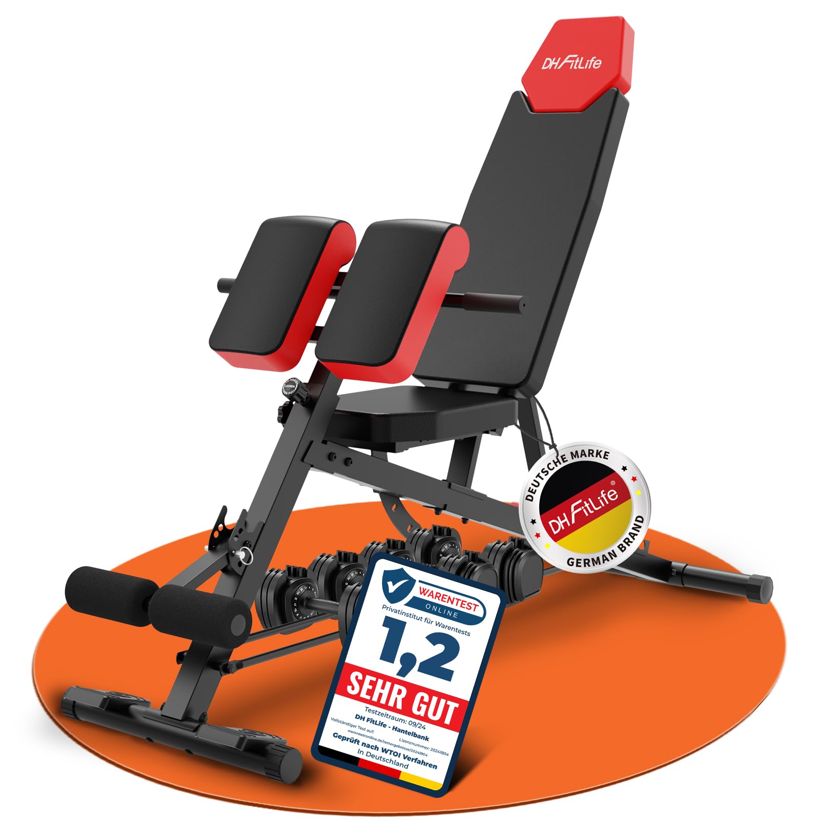 DH FitLife 2026 Premium 6-in-1 Hantelbank Verstellbar mit hyperextension Rückentrainer 350kg | Multifunktionale Trainingsbank für Zuhause & Home Gym | Schrägbank für Bench Press
