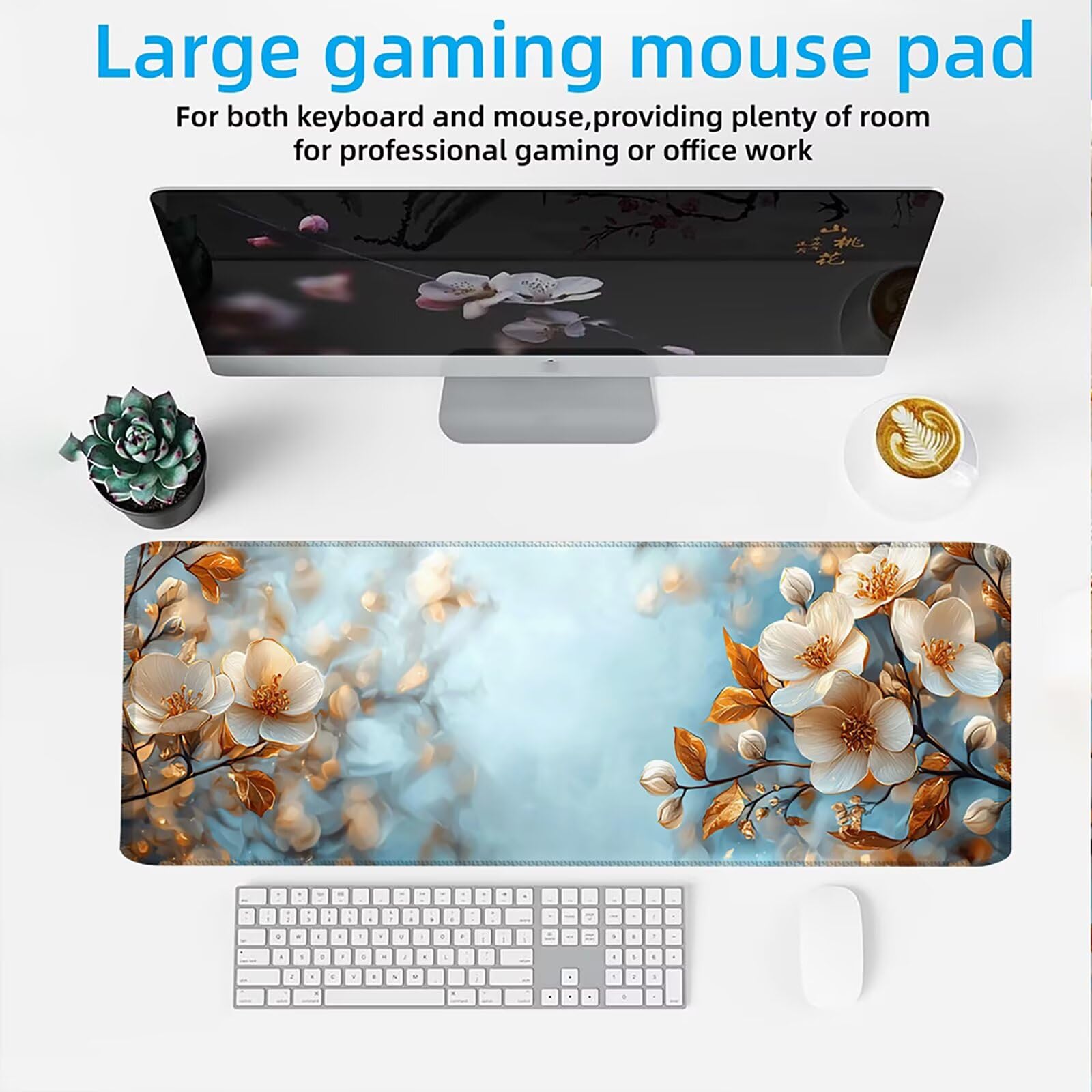 Podkładka pod mysz 1200 x 600 mm Podkładka pod mysz dla graczy, bardzo cienka podkładka na biurko, antypoślizgowa gumowa podstawa, zmywalna, ulepszona precyzja dla PC, komputera, roboczego białe