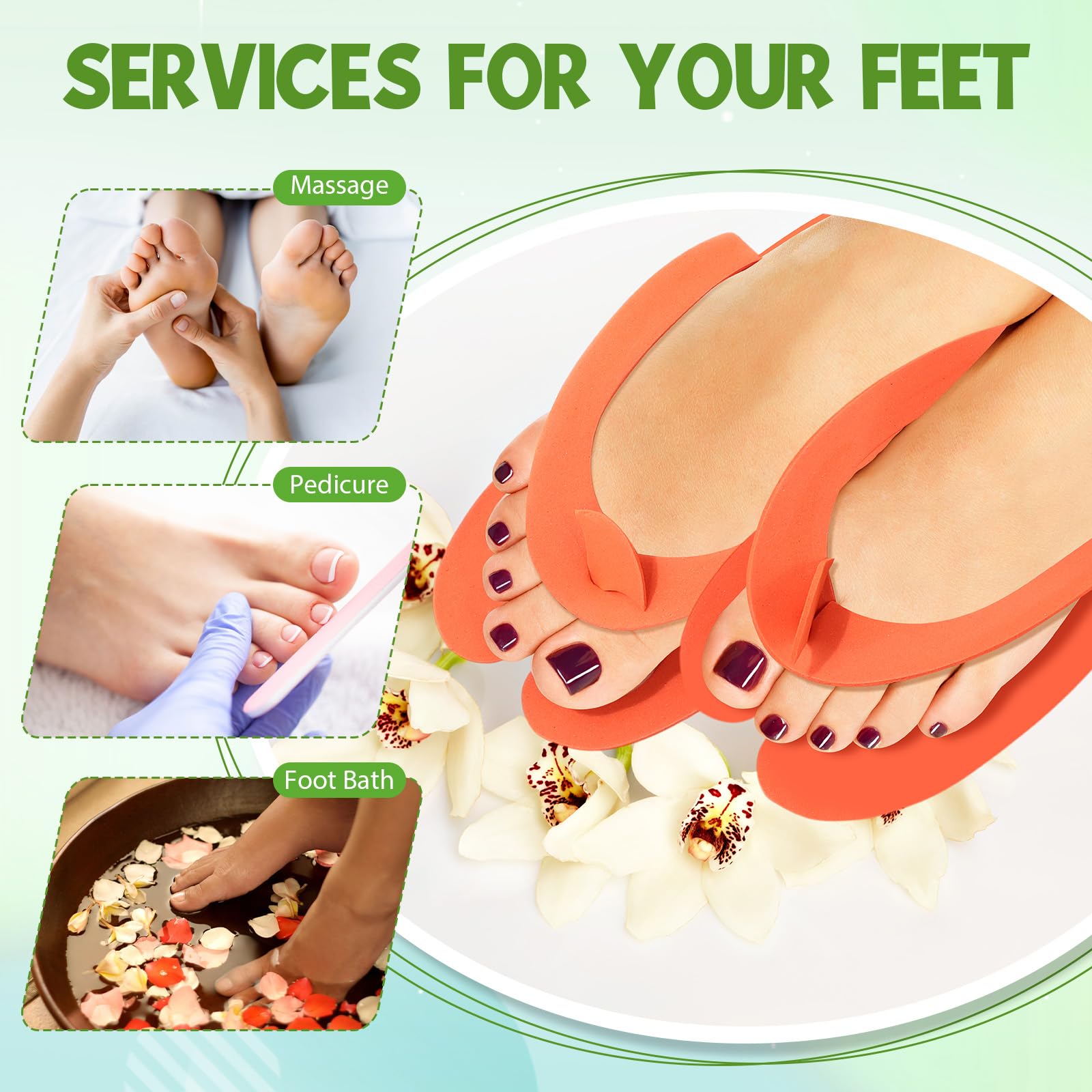 JaGely 100 pares de pantuflas de pedicura desechables a granel multicolor para pedicura, antideslizantes, de espuma EVA, zapatos de pedicura, kit de pedicura desechables para mujeres, suministros de