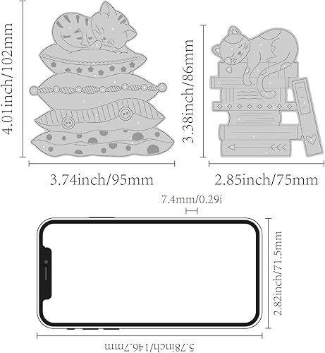 Miniatura 2 de INFUNLY Die Cuts - Troqueles de metal para cortar libros de metal, almohada para gato, plantillas de grabado en relieve para álbumes de recortes,