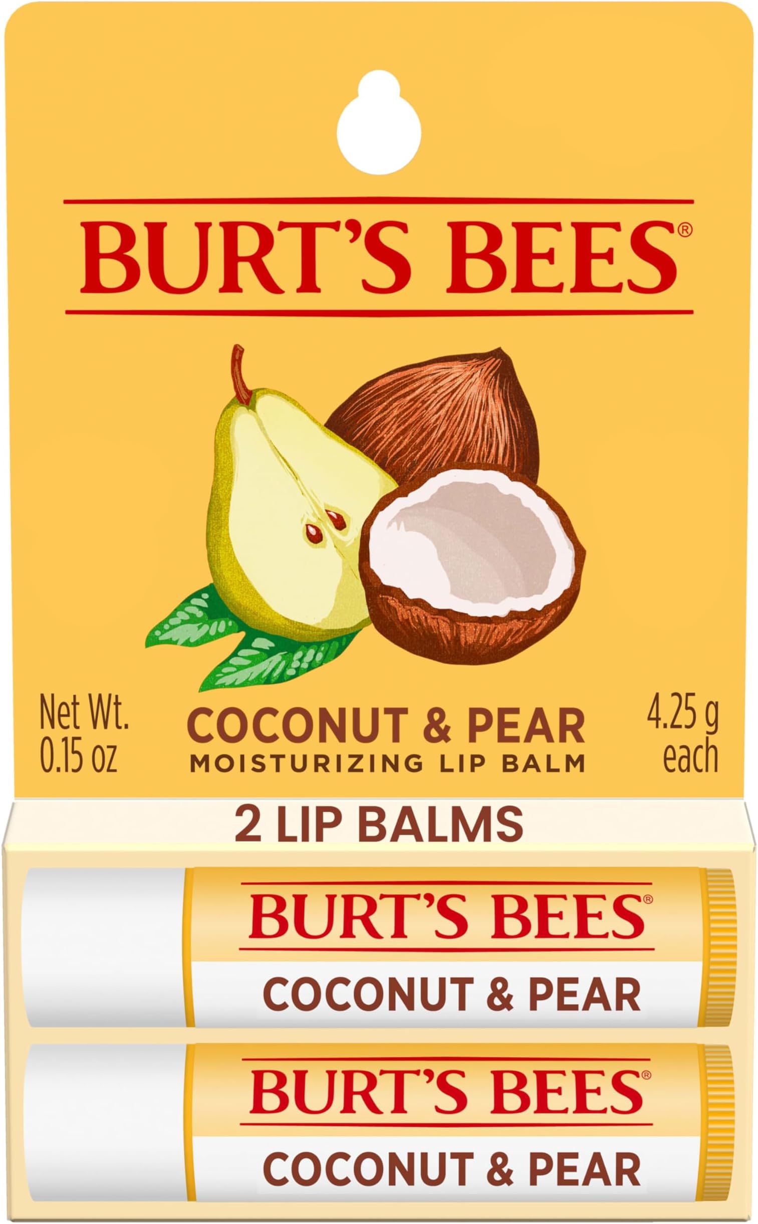 Coconut and Pear Moisturizing Lip Balm Twin Pack
