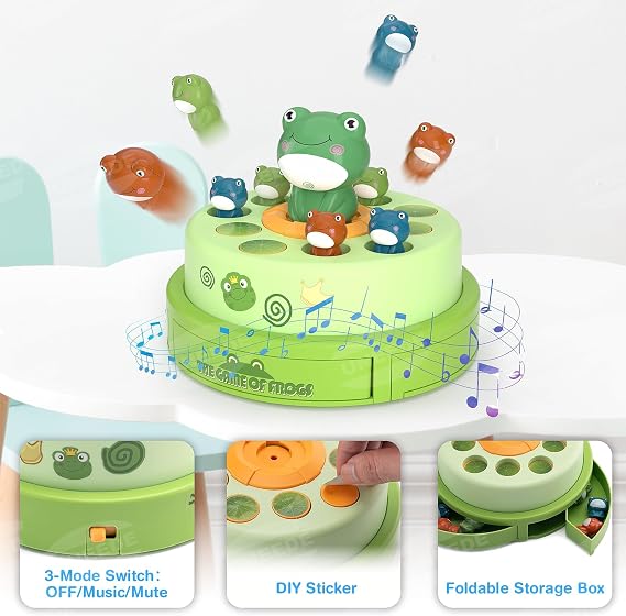Jumping Frog Toys, Ducks Dash Game Music Games, Frog Gifts for Kids Adults | 3 Modes, Hook A duck Game, Pop Up Toys Board Game, Tabletop Family Games, Educational Jumping Frog Parent-child Interactive