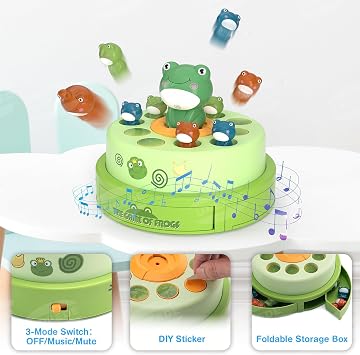 Jumping Frog Toys, Ducks Dash Game Music Games, Frog Gifts for Kids Adults | 3 Modes, Hook A duck Game, Pop Up Toys Board Game, Tabletop Family Games, Educational Jumping Frog Parent-child Interactive