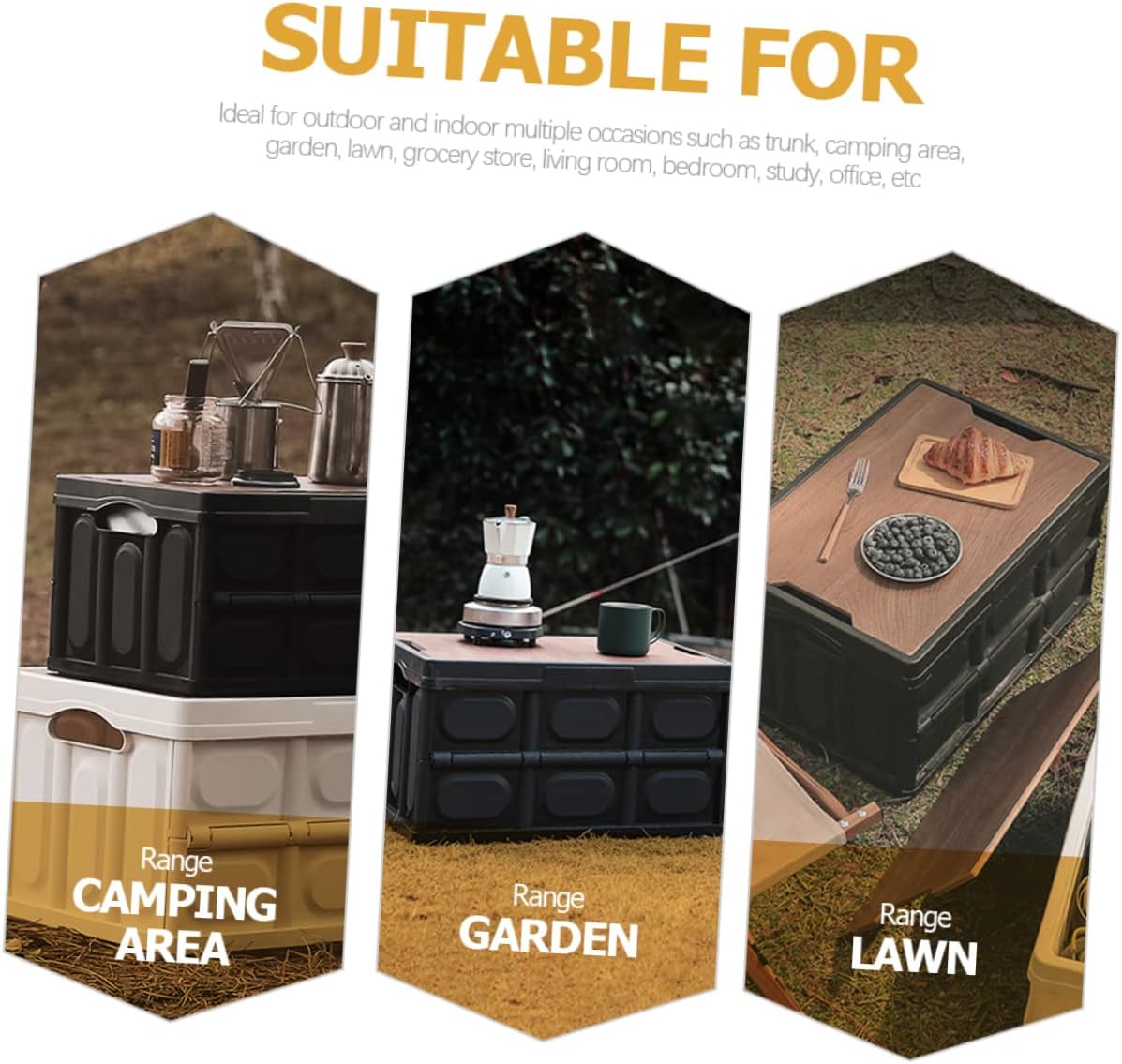 SUPVOX Multi Functional Outdoor Storage Box Stackable Trunk Container with Lid Large Capacity Organizer for Clothes and Gear Durable Material for Camping