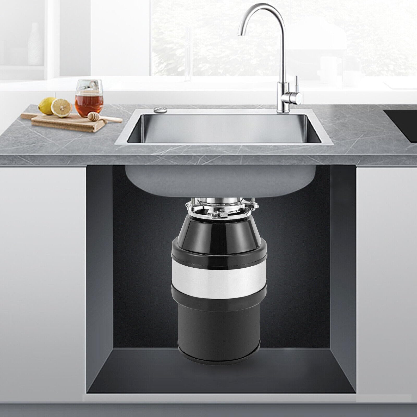 Sistema de eliminación de residuos de alimentos de triturador de residuos de cocina 1/2 HP Stainless Steel 3500 RPM Home Kitchen trituradora de residuos para fregadero 220 V