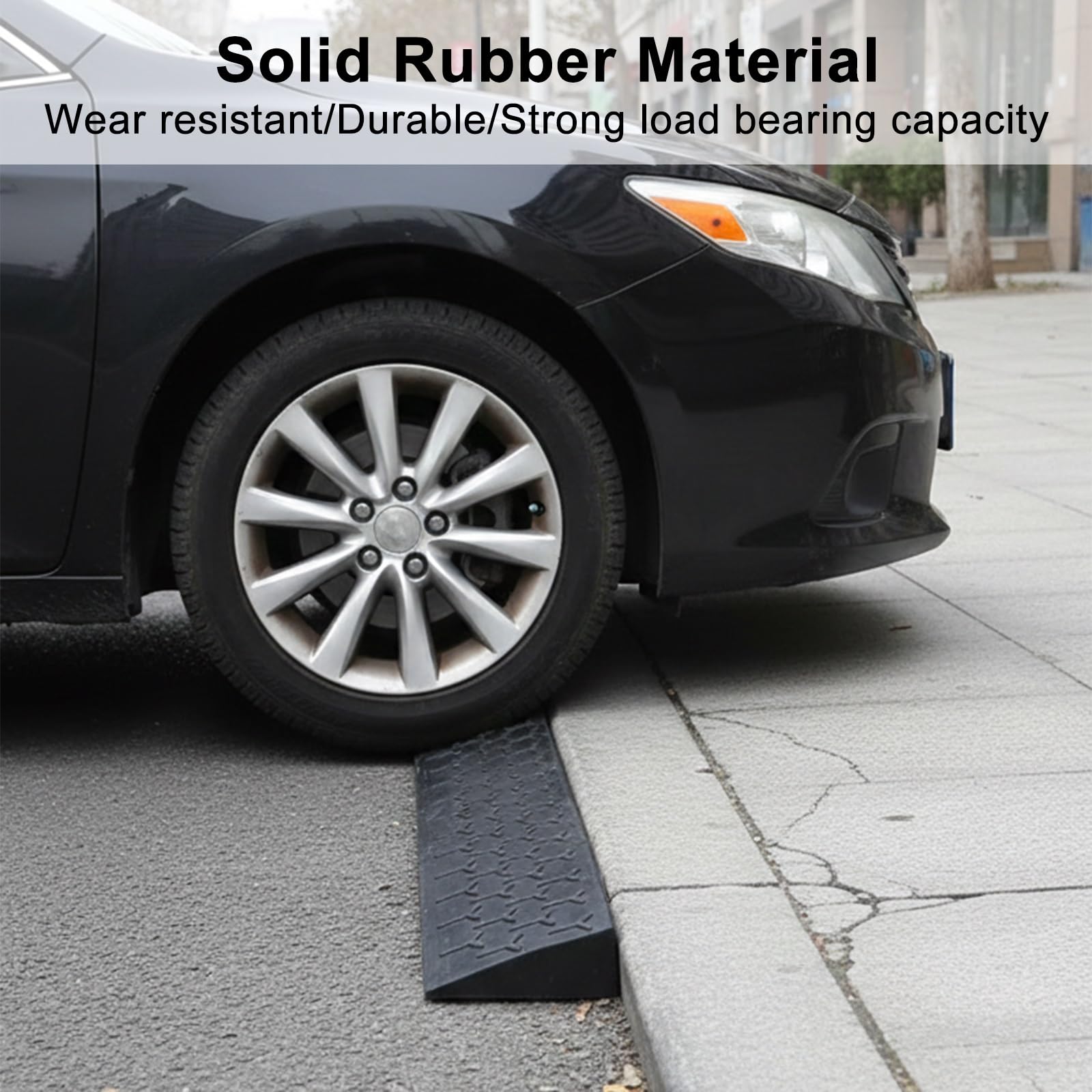 Goma Rampas para Coches, Rampa Escalon Antideslizante, Capacidad de 1000 kg, para Garajes Aceras Coches Patinetes y Bicicletas(100x11x4.5cm/39x4.3x1.8in)