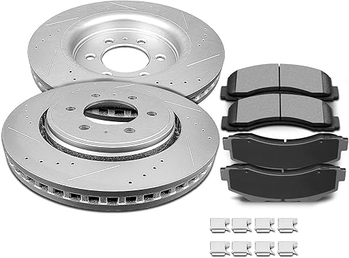 SCITOO Rotores de freno delanteros y pastillas de freno de cerámica para Chevy Avalanche 2500Express 3500Silverado 2500 HD 3500 HD para GMC Savana