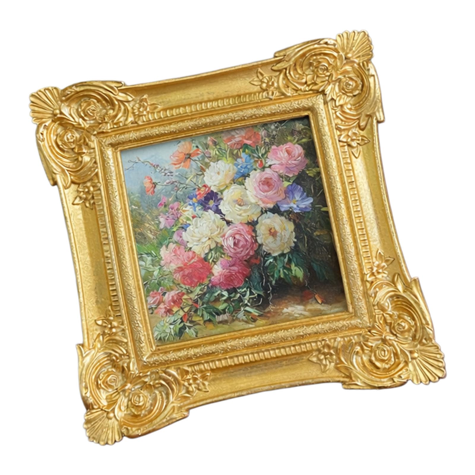 APGLSXY Carved Picture Frame with Ornate Florals Embossing for Wall Hanging or Tabletop Decoration Photo Display Holder Gold Photo Frame