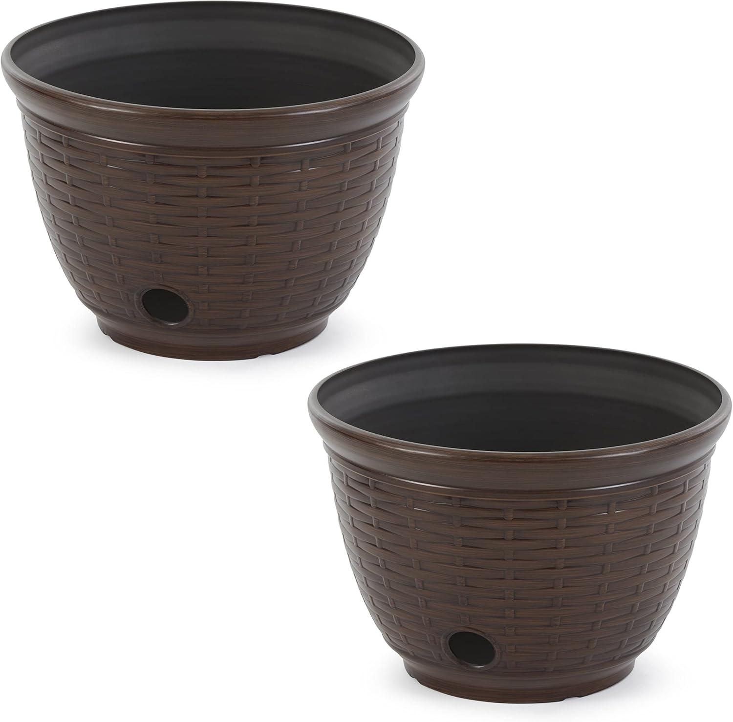 Liberty Garden 100 Foot Wicker High Density Resin Water Hose Storage Pot, Bronze (2 Pack)