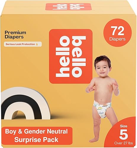 Miniatura 10 de Hello Bello Pañales de alta calidad, talla 5 (27+ libras) paquete sorpresa para niños, 72 unidades, hipoalergénicos con tacto suave y similar a