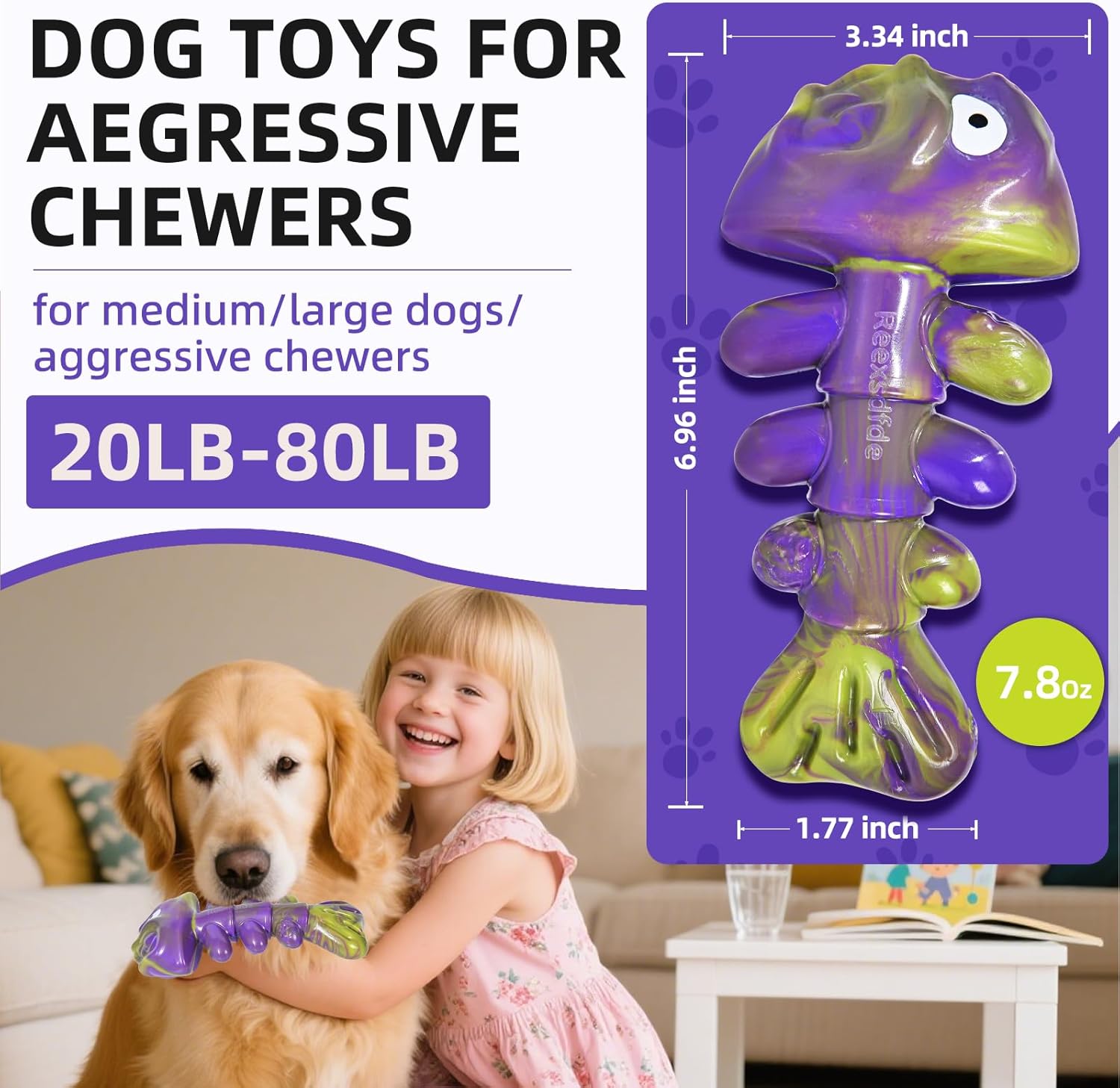 Dog Chew Toys for Aggressive Chewers：2 Pack Indestructible Dog Toy for Large, Medium Breed to Keep Them Busy Bacon and Beef Flavor
