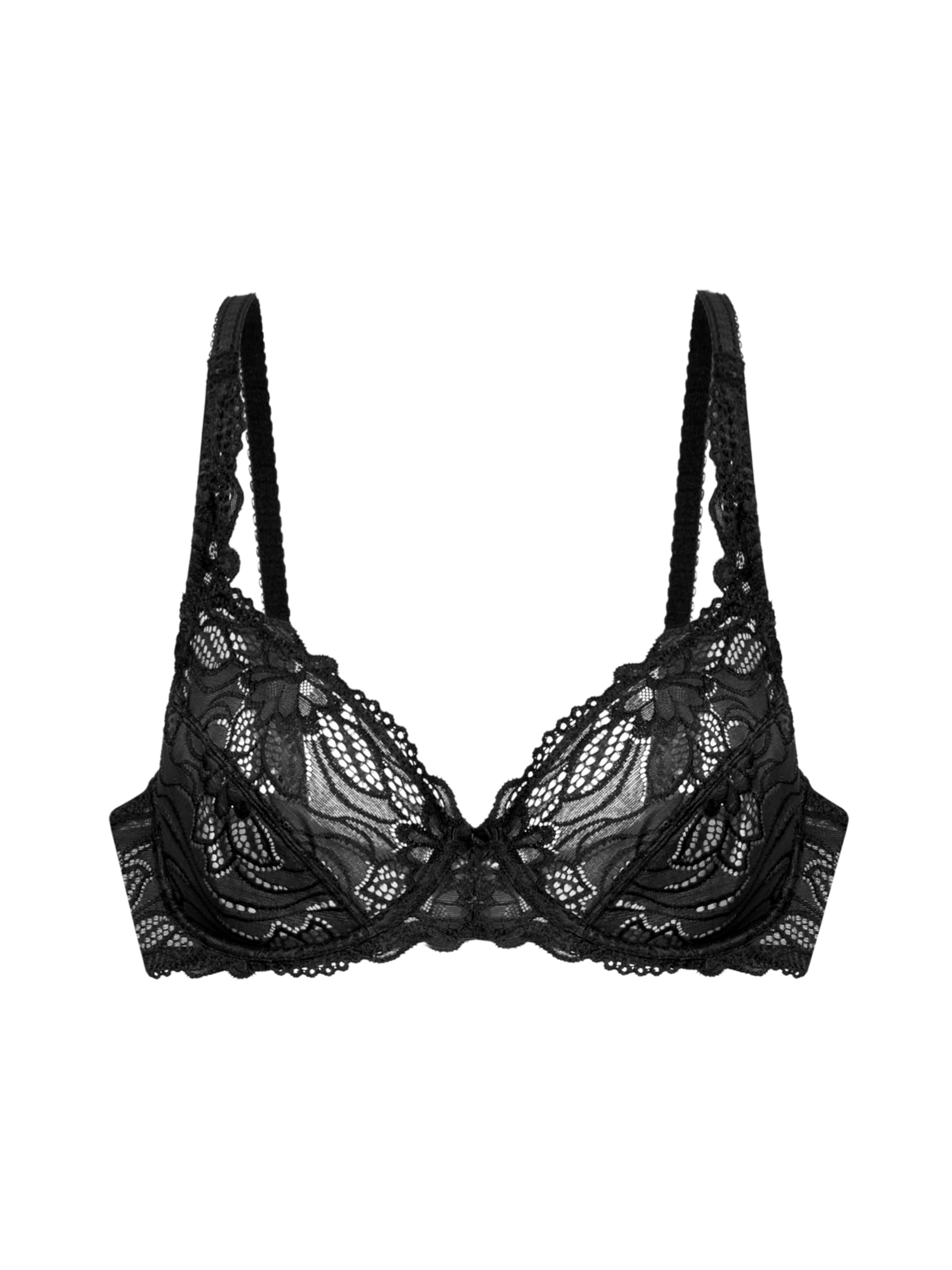 DORINA Angie Non-Padded Underwired Bra – Lace Details, Full Coverage, Adjustable Straps, Black