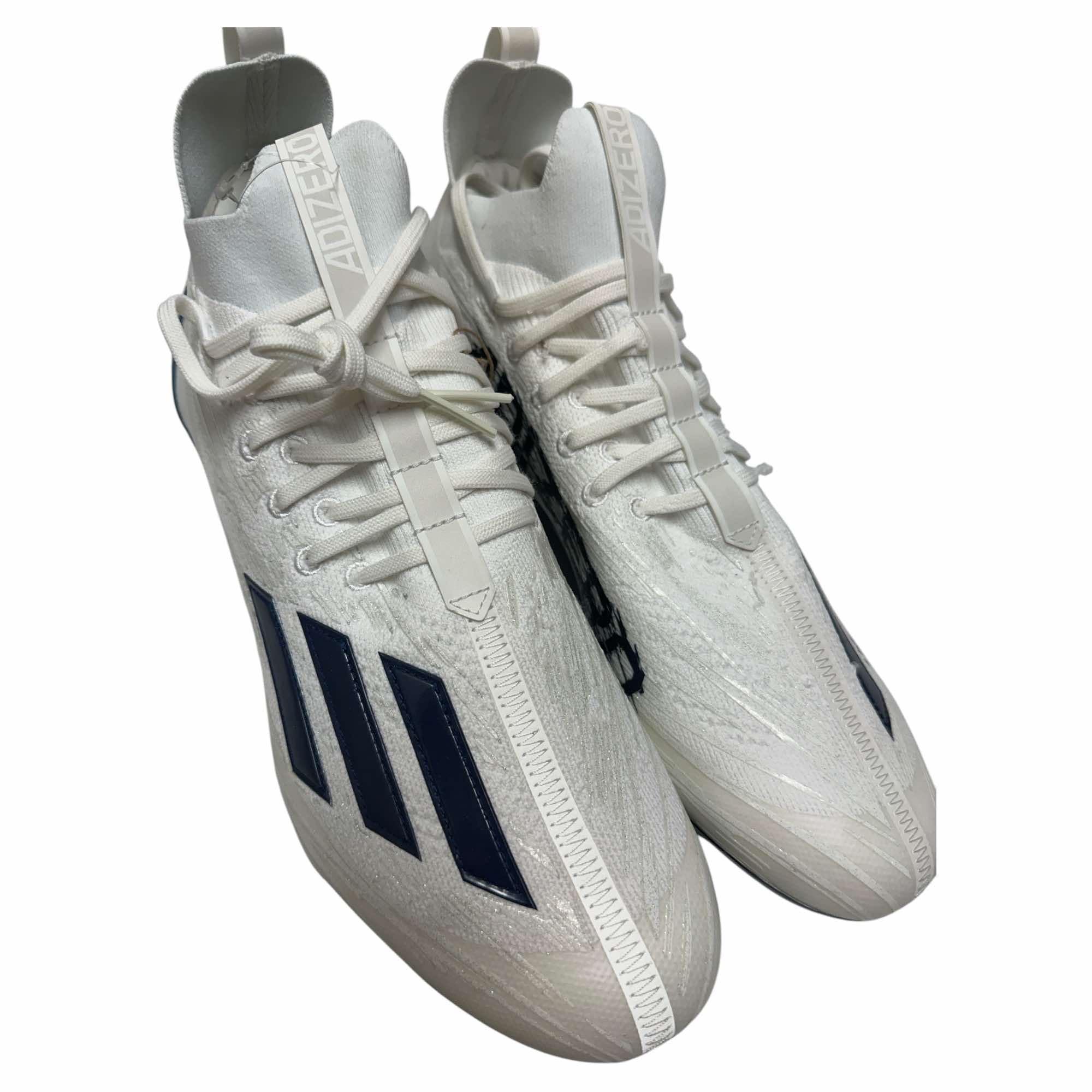 adidas Men's Adizero Primeknit Football Cleats Shoes White/Navy #GV9624 - Size Men's 14