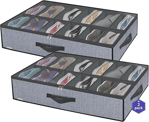 Miniatura 10 de Onlyeasy MXAUBSB1P - Organizador de almacenamiento de zapatos debajo de la cama con asas resistentes y ventana transparente, paquete de 1 paquete