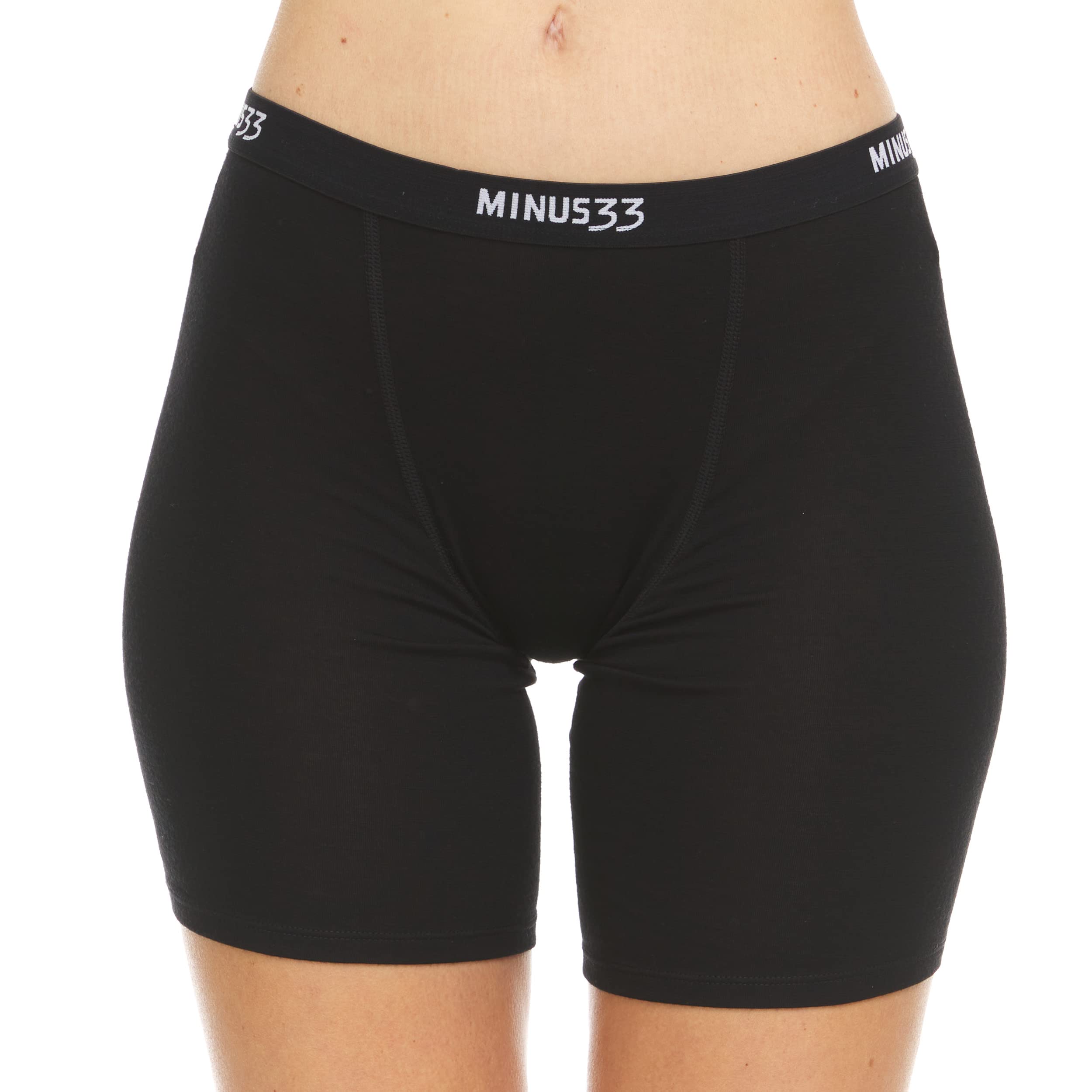 Women's Boxer Briefs - 5 Inch Inseam - 84% Merino Wool - Athletic Anti-Chafe Underwear - Moisture Wicking Under Shorts - Black - Medium