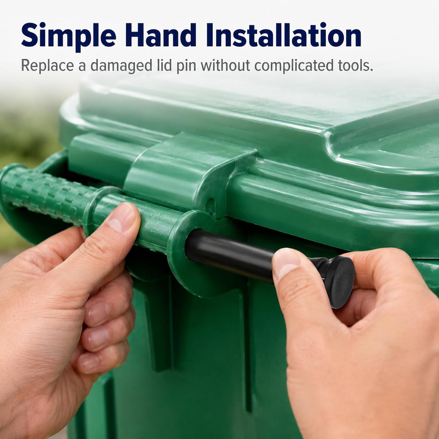 4PCS Wheelie Bin Lid Hinge Pins, Sturdy PlasticTrash Can Lid Connecting Pins for Yard and Outdoor 50/80/100/120/240L Household and Commercial Wheelie Trash Bins