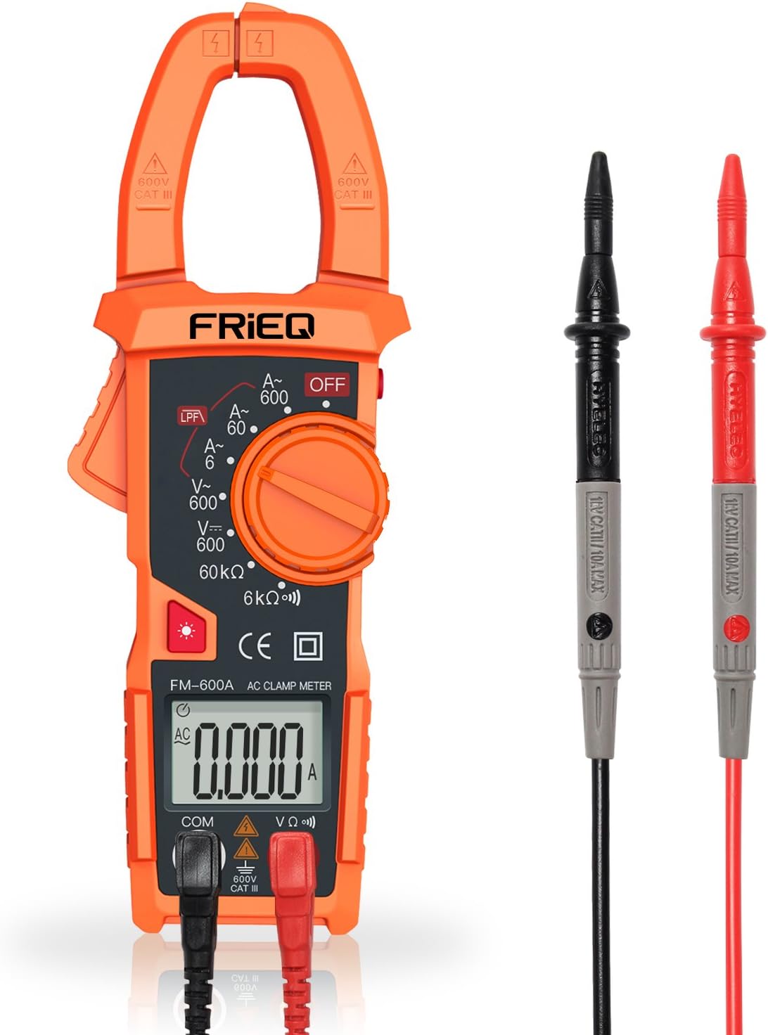 FRiEQ Multimeter - Digital Multimeter LED Display Screen Provides Accurate, Reliable Results - Clamp Multimeter with Back-Lighted Key - Completely Safe and Easy to Use, Durable Design