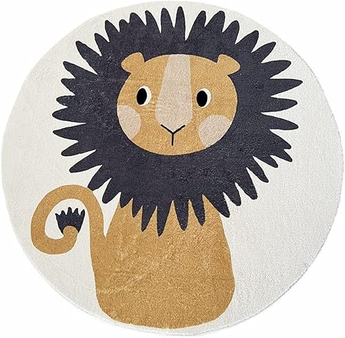Miniatura 2 de Poowe Tapete de juego para niños con diseño de león lindo, tapete redondo y educativo del alfabeto, suave, antideslizante, para el dormitorio de los
