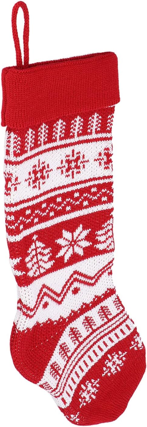 Beautiful Knitted Christmas Stocking with Candy Bag: Large Opening for Easy Filling, for a Festive Atmosphere, Suitable for Home and Hotel Decoration Acrylic, 44cm (Xmas Tree)