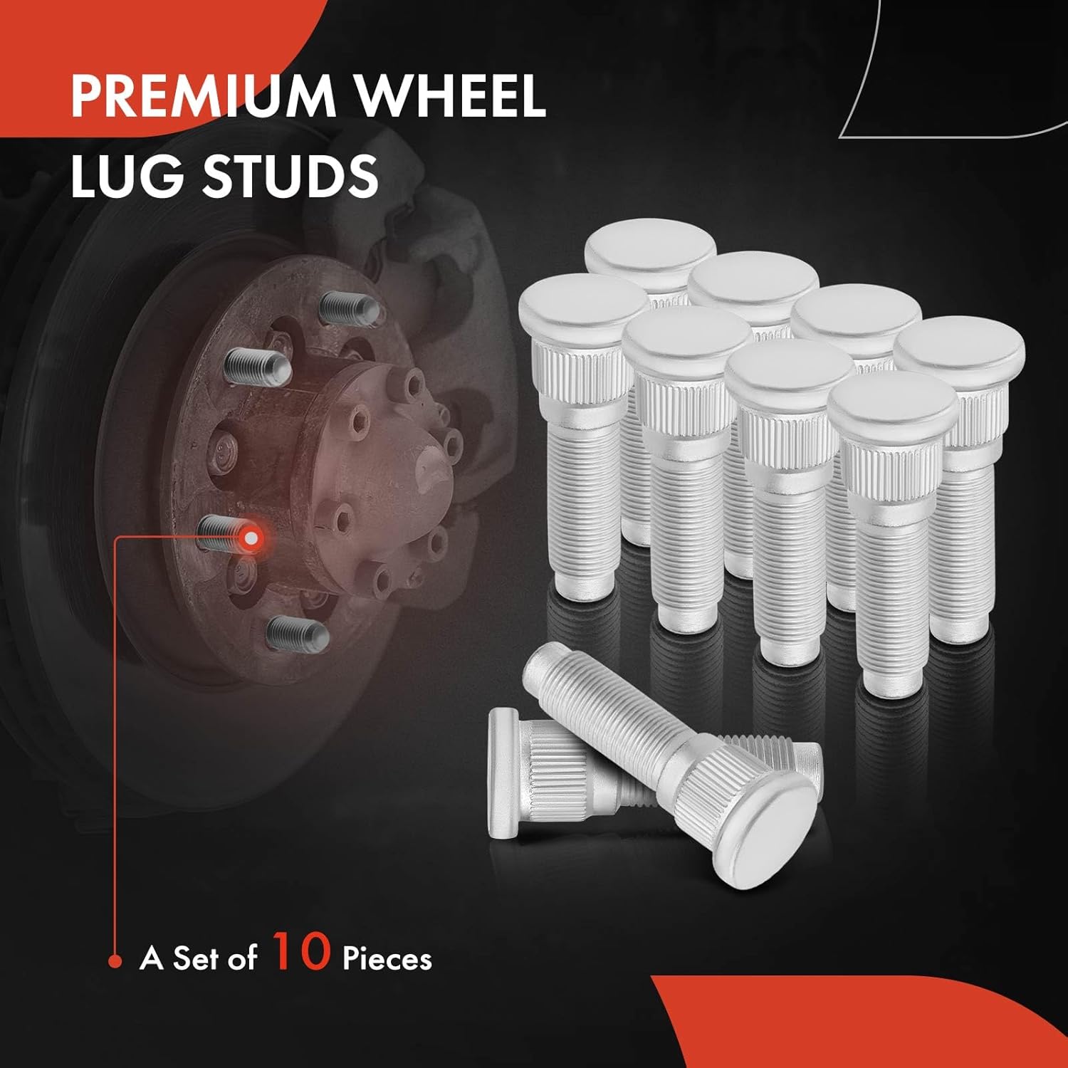 A-Premium Set of 10Pcs Wheel Lug Stud [1/2-20] Compatible with Jeep Commander 2006-2010, Grand Cherokee 2002-2010, Wrangler 2007-2017, Wrangler JK 2018