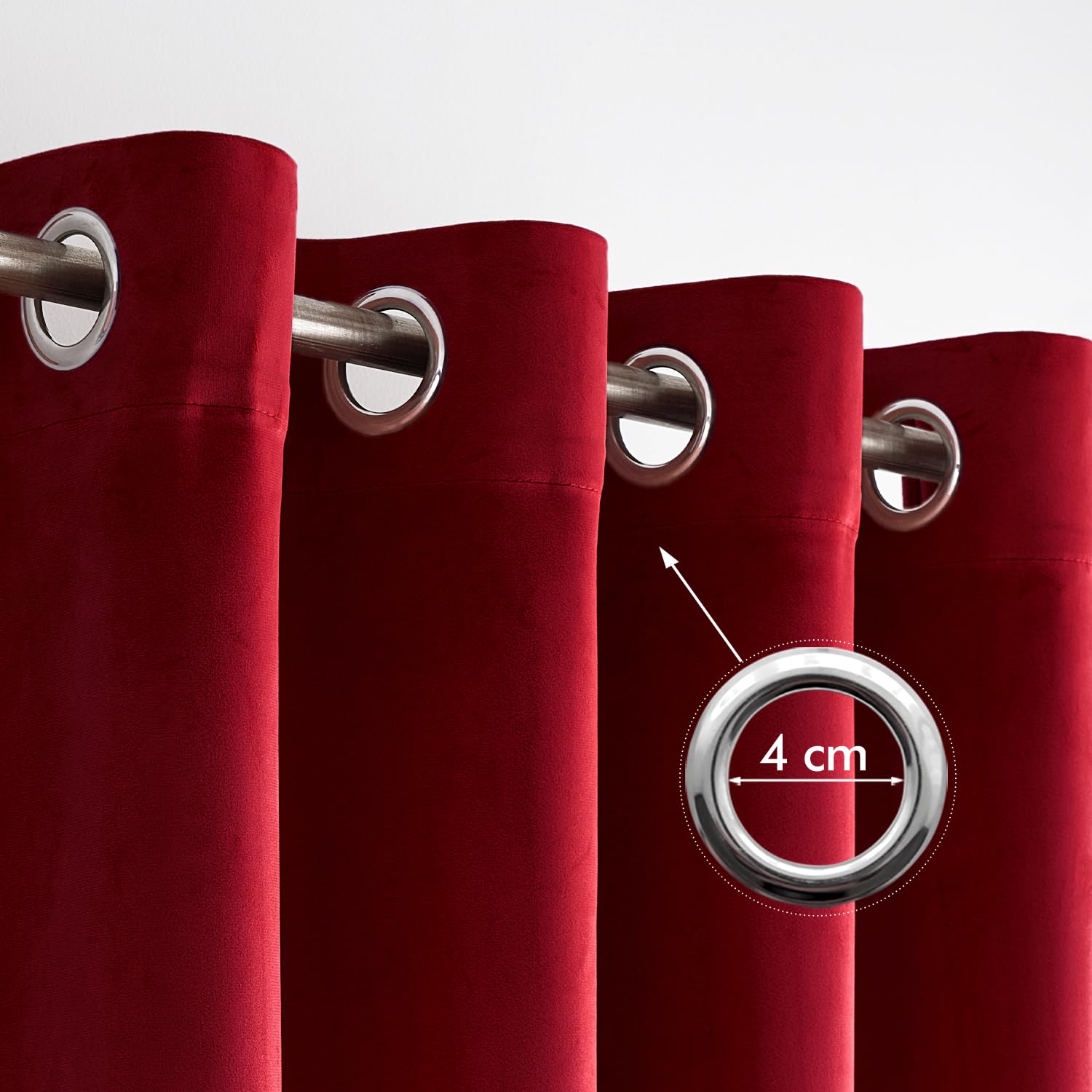 Woaboy Velvet Curtains 90 Drop Red Curtain for Living Room Thermal Blackout for Bedroom Luxury Eyelet Drapes Super Soft Window Treatment Insulated Soundproof & Room Darkening W 46 x L 90 2 Panels - Image 2