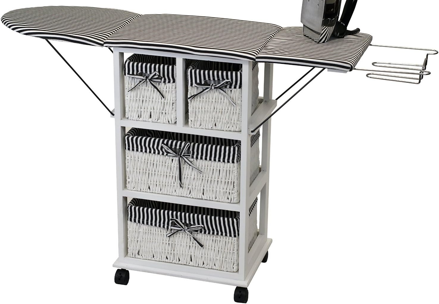 Fold-Down Ironing Board with Shelving Unit