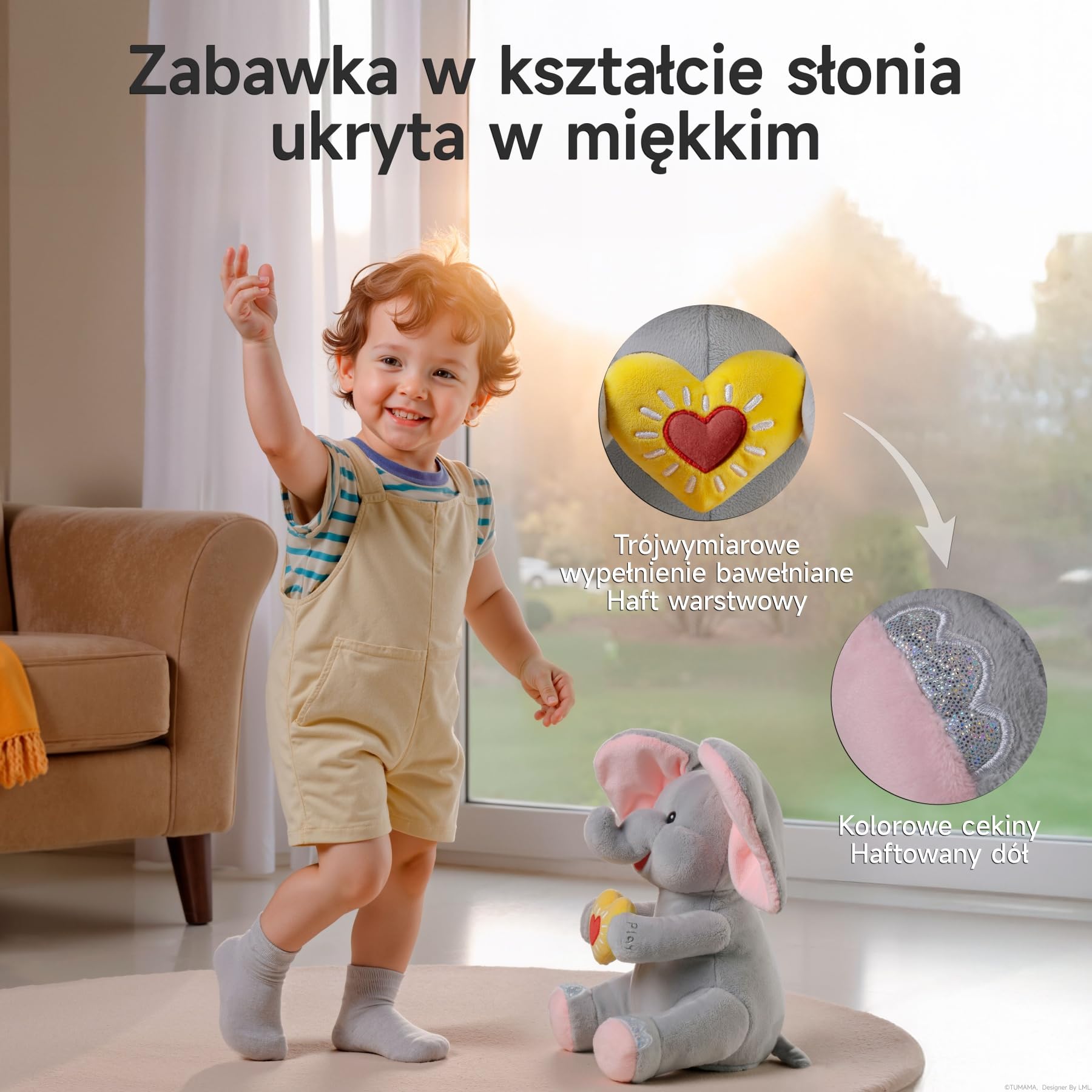 Interaktywny słoń Zabawka Pluszowa, A Kuku Pluszak, Śpiewająca Mówiąca Elektryczna Pluszowy, Prezent dla Dzieci