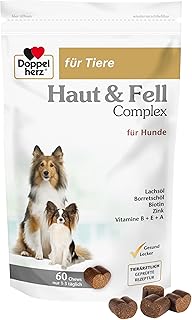 Doppelherz Haut und Fell Complex für Hunde – Mit wichtigen Omega-3 und Omega-6 Fettsäuren – 60 Chews