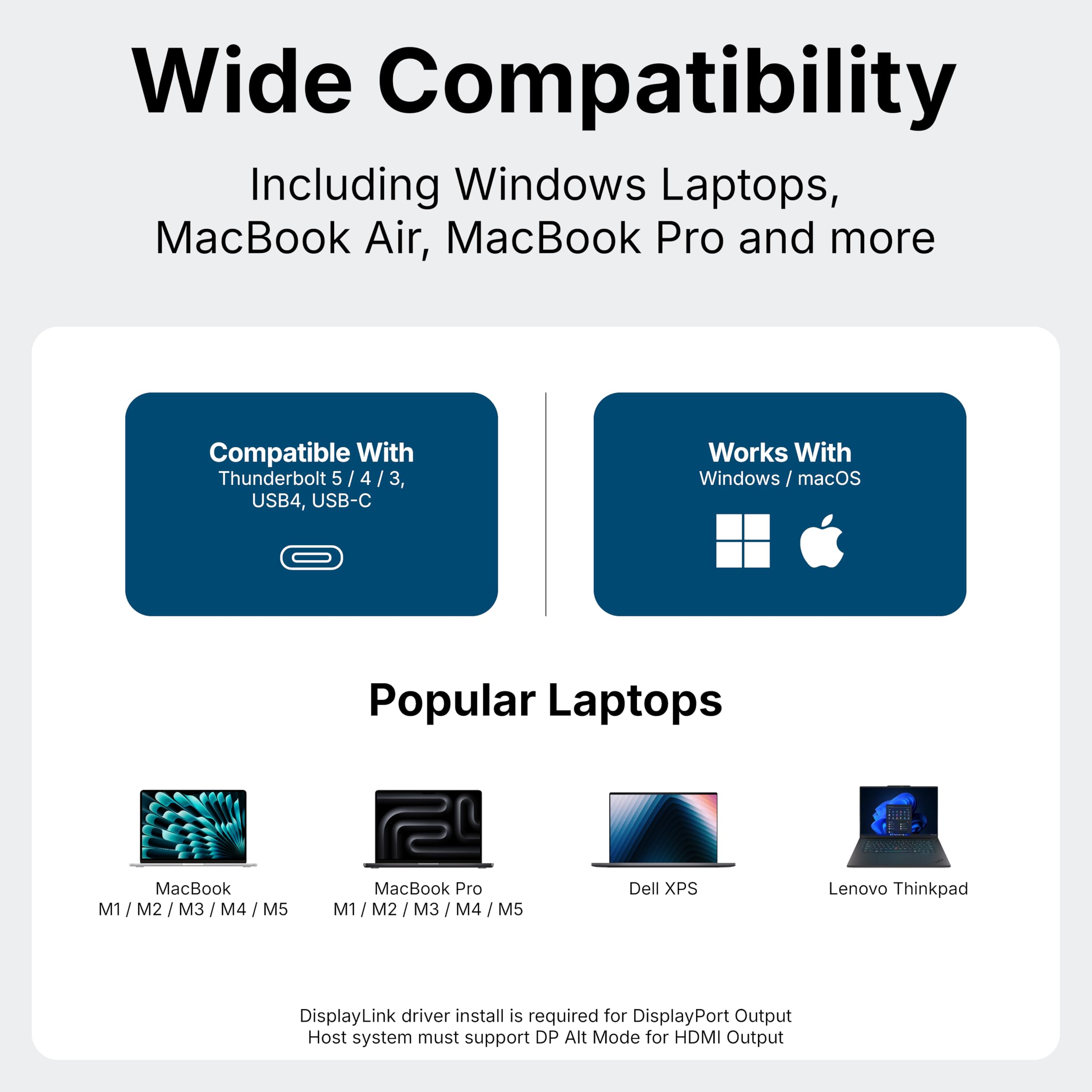 VisionTek VT4950 Stacja dokująca KVM USB-C – podwójne ładowanie 100 W, potrójny wyświetlacz 4K, 4 x USB, 1 x USB-C, Ethernet i audio, do Windows, 7 portów USB, Mac i Chrome OS 901520, 20 cm dł. x 8,6