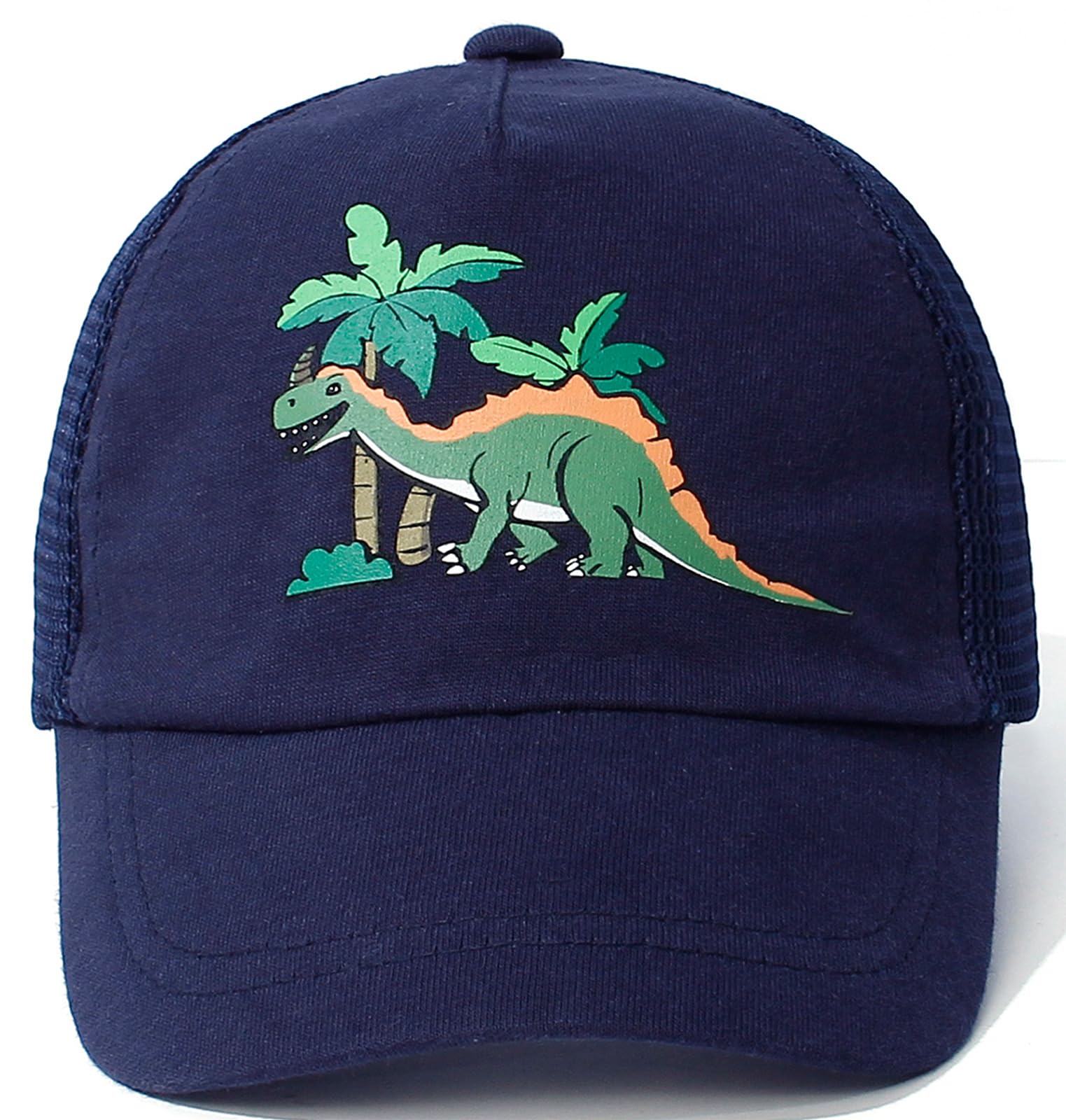 CHUNG Toddler Baseball Cap Baby Boys Girls Kids Adjustable Sun Hat Printed Dinasaur Mesh,Navy Dino,1-3T