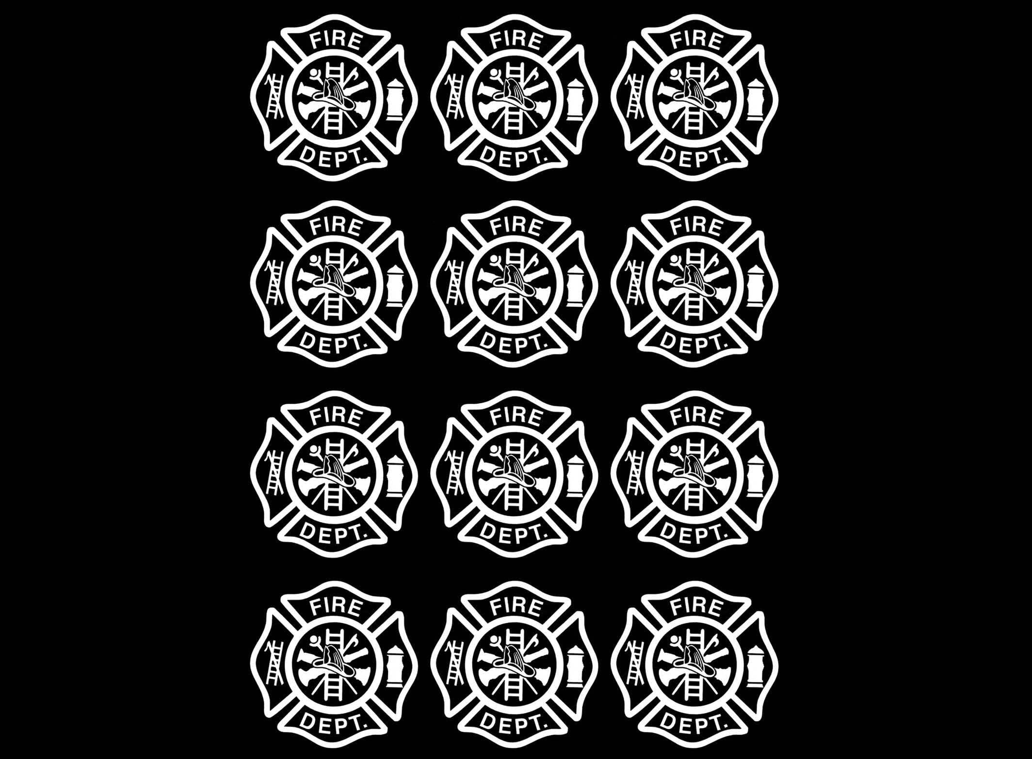 Firefighter's Maltese Cross 12 pcs White Fused Glass Decals