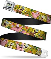 Vista 1 de Buckle-Down Cinturón de seguridad Bob Esponja & Patrick Starfish Poses Pineapple Gold 1.0 pulgadas de ancho 20-36 pulgadas de largo